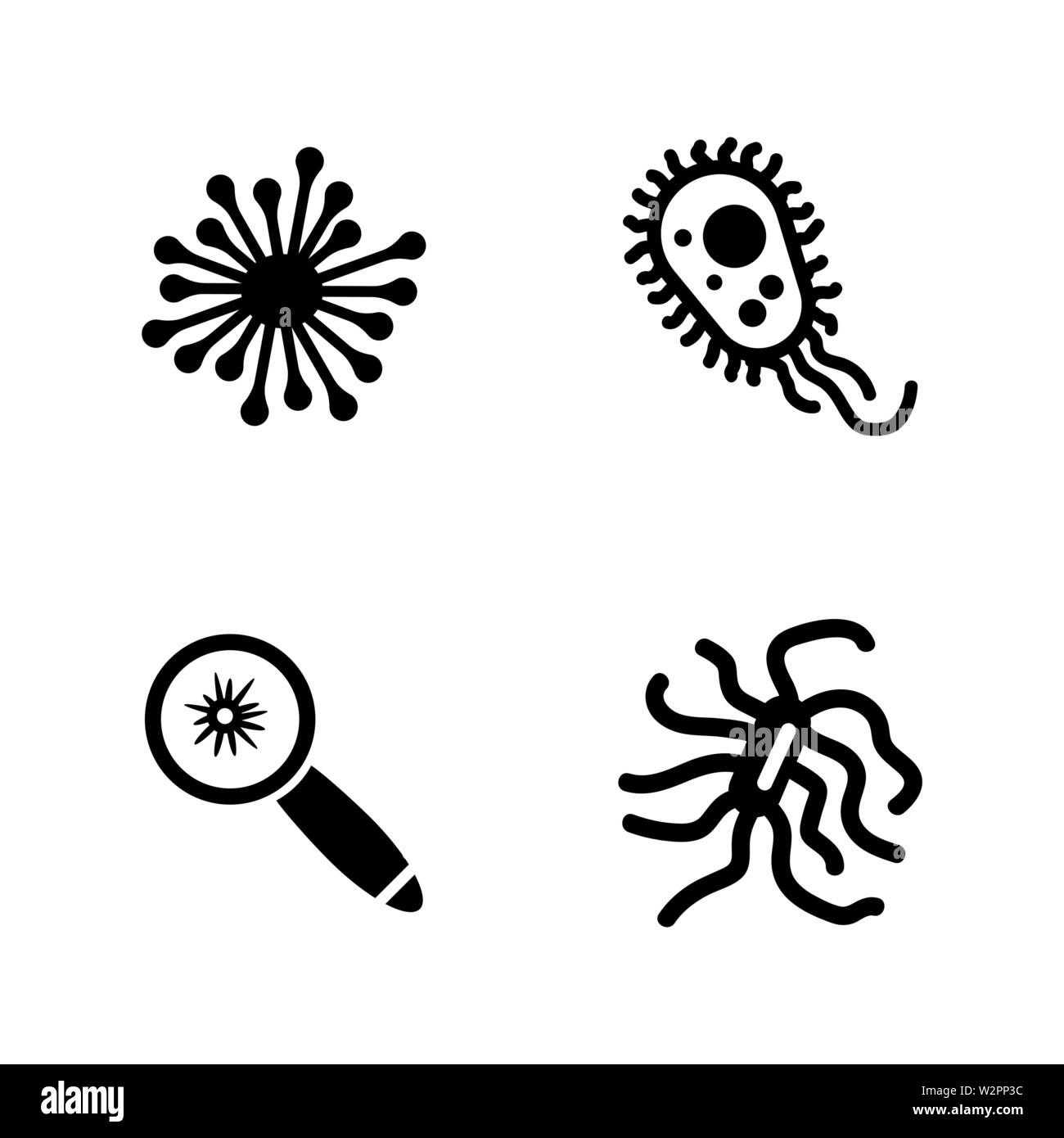 Bacteria. Simple Related Vector Icons Set for Video, Mobile Apps, Web ...