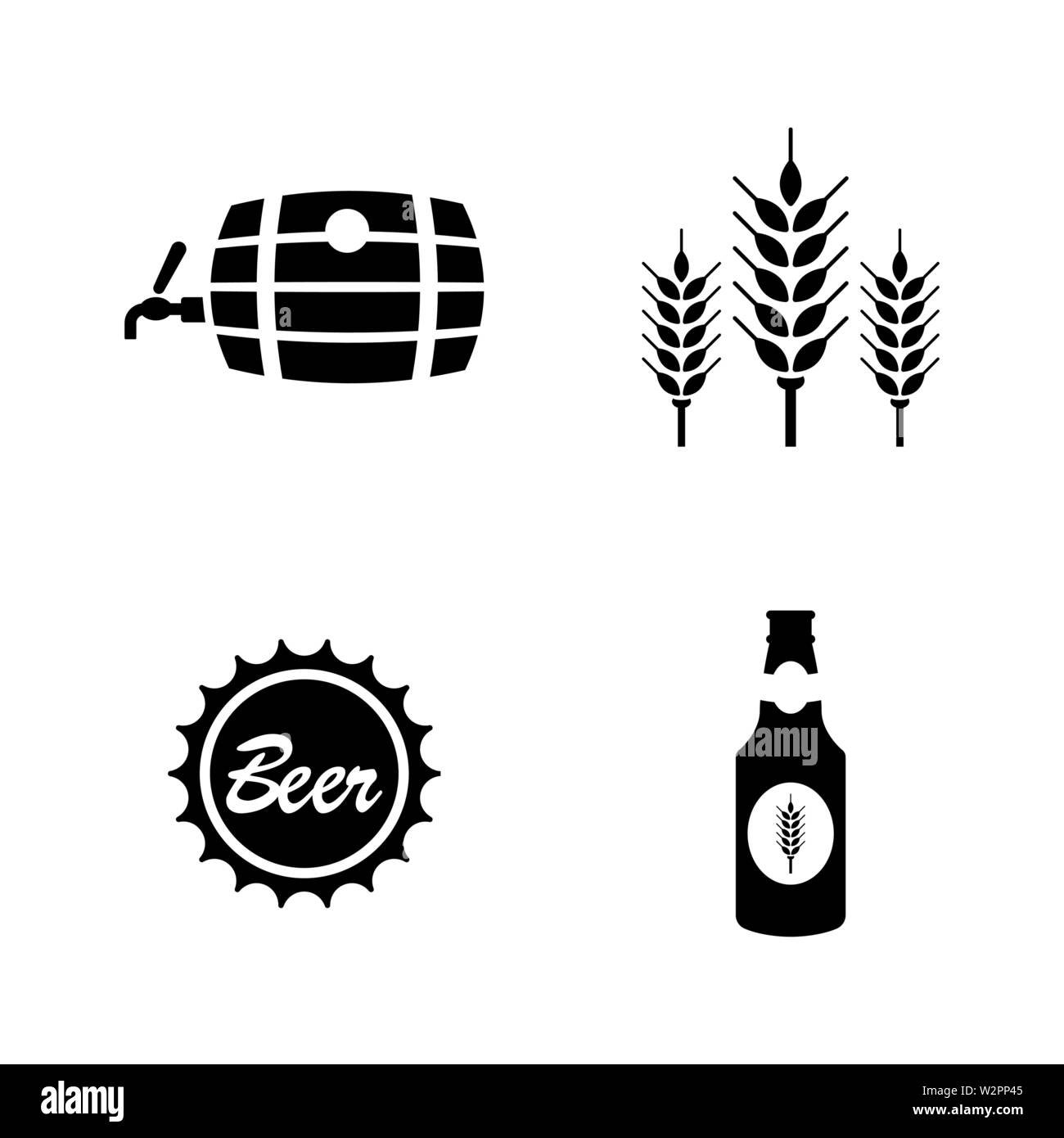 Malt Beer. Simple Related Vector Icons Set for Video, Mobile Apps, Web Sites, Print Projects and Your Design. Black Flat Illustration on White Backgro Stock Vector