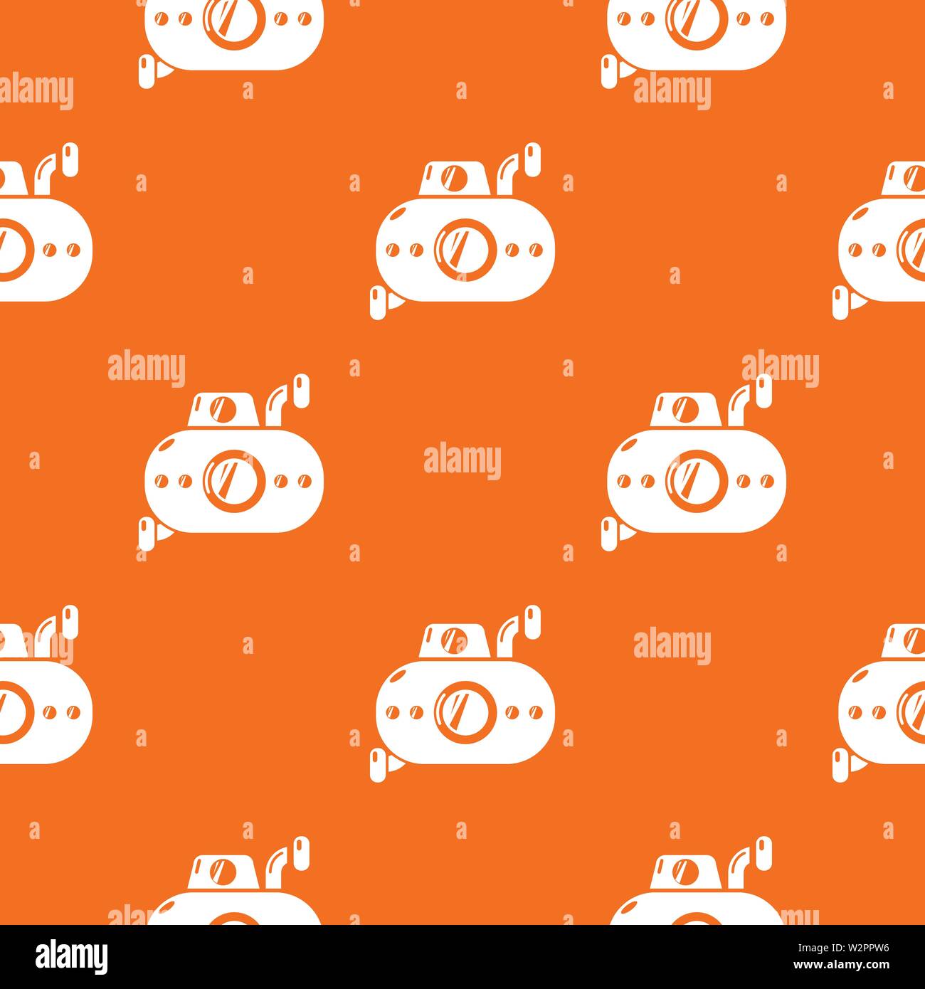 Submarine fun pattern vector orange Stock Vector