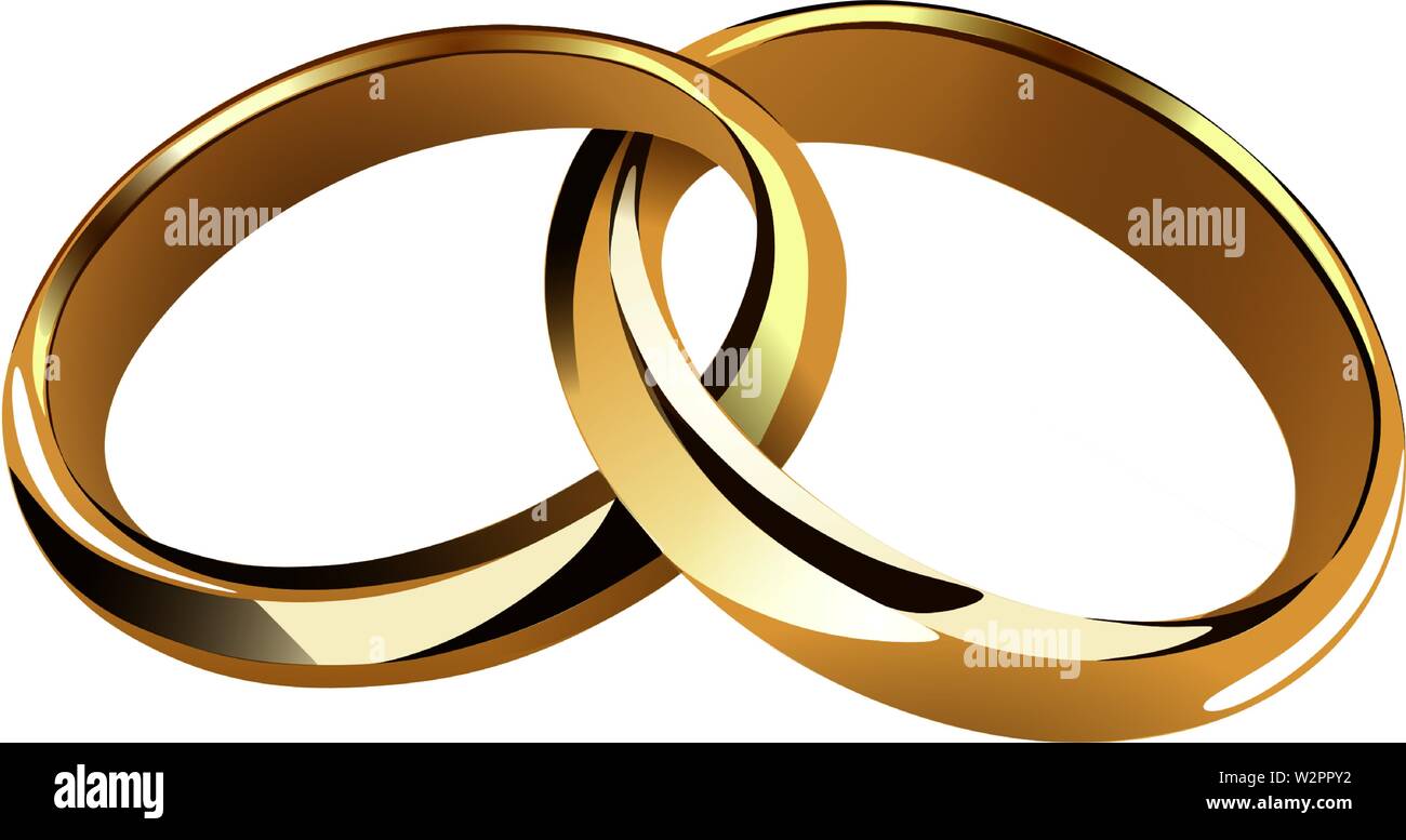 isolated gold interwined wedding rings illustration vector Stock Vector