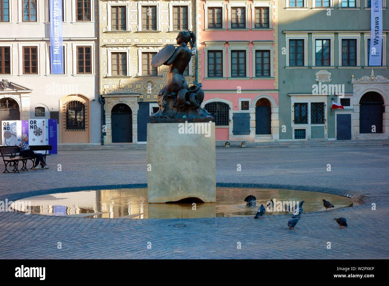 Market square at dawn in the old town, Warsaw, Poland Stock Photo