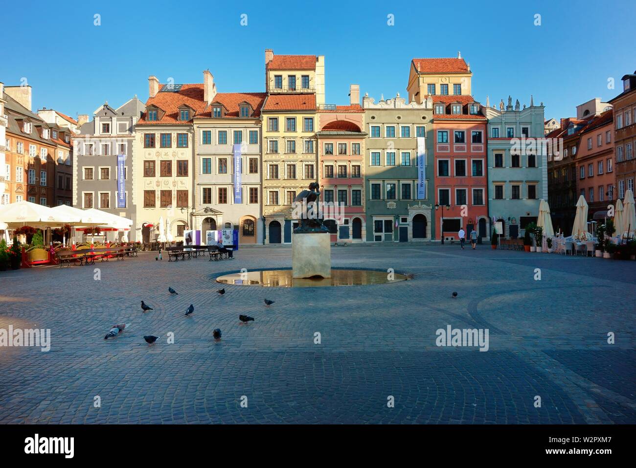 Market square at dawn in the old town, Warsaw, Poland Stock Photo
