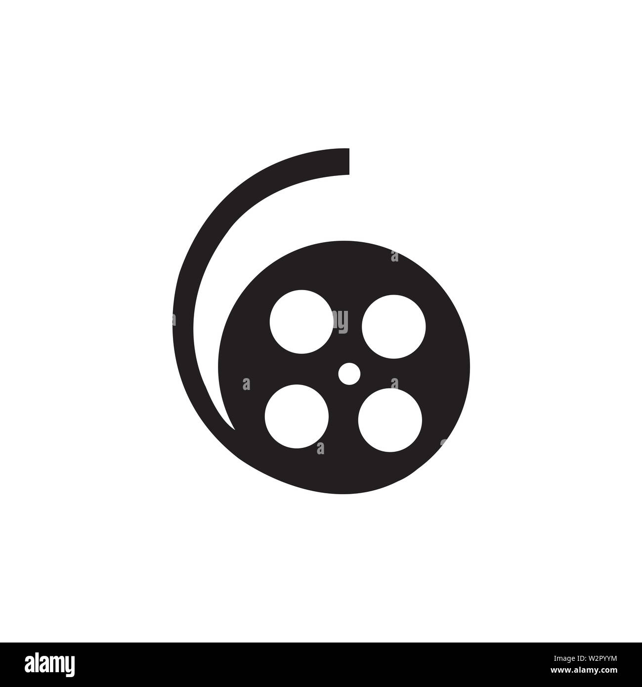 Film Reel Icon In Flat Style Vector For App, UI, Websites. Black Icon ...