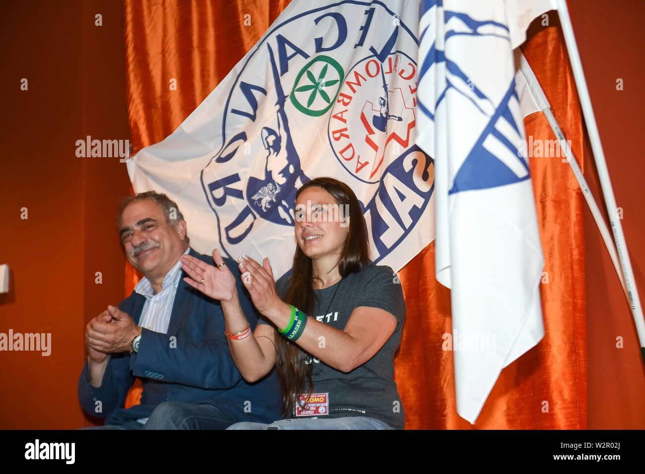 Como brewery meeting Lega Nord with Matteo Salvini, Mario Landriscina with  Alessandra Locatelli (Andrea Butti/Fotogramma, Como - 2017-05-31) ps the  photo can be used respecting the context in which it was taken,