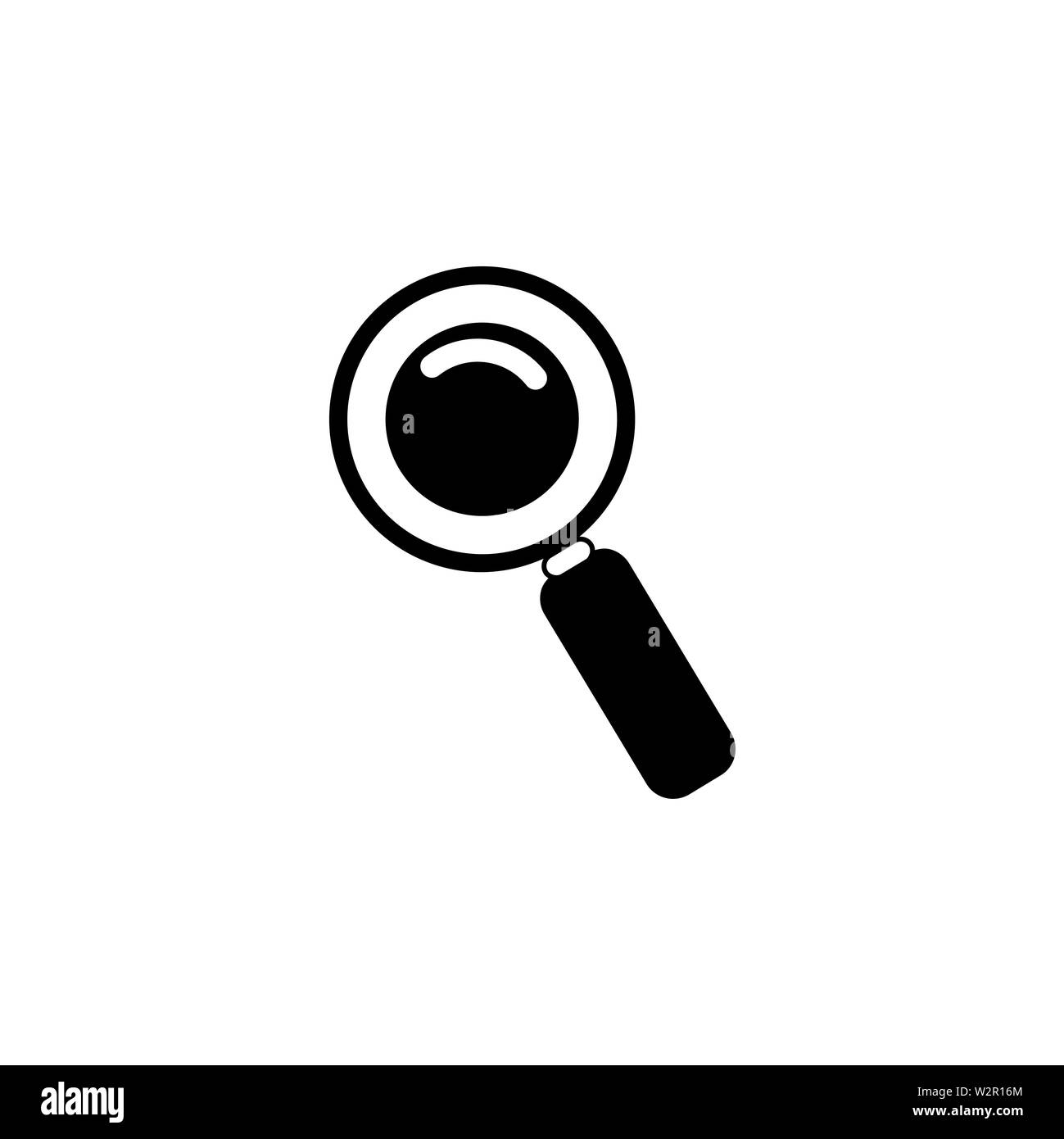 Magnifying Glass Icon In Flat Style Vector For App, UI, Websites. Black Icon Vector Illustration. Stock Photo