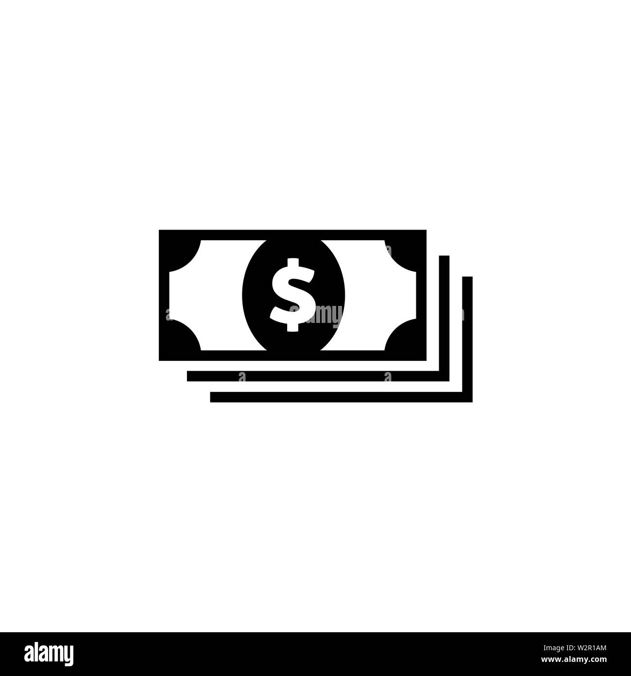 Money Icon In Flat Style Vector For App, UI, Websites. Black Finance ...