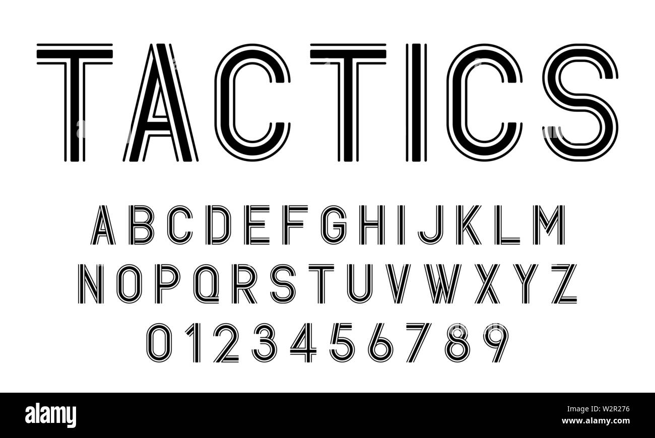 Modern typography line alphabet fonts set Vector Image