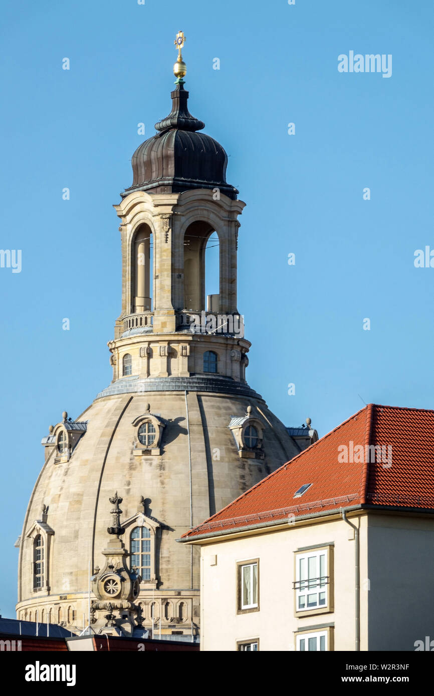 Dome of the Frauenkirche Dresden Saxony Germany Europe Stock Photo