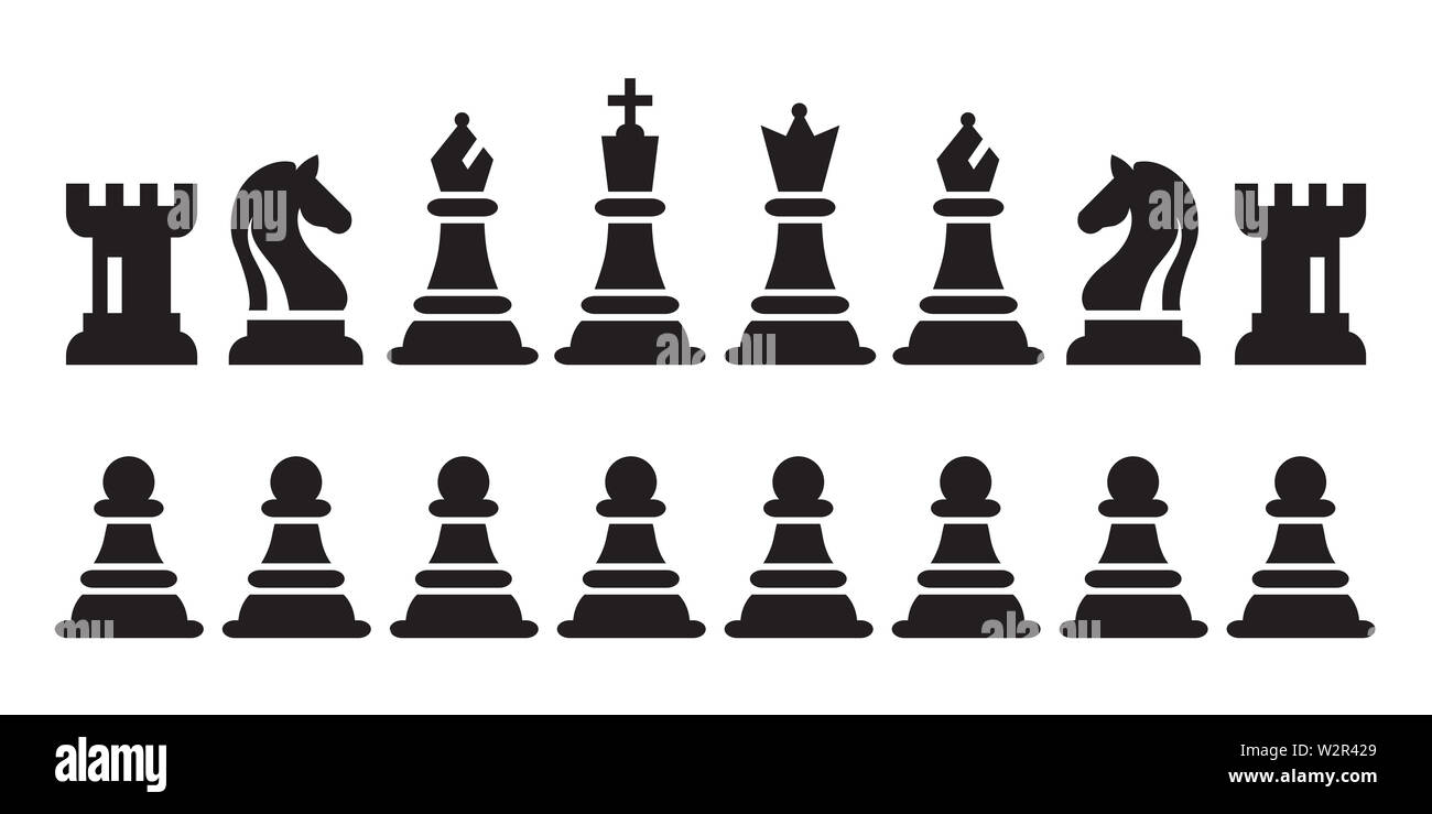 Black chess pieces with names Royalty Free Vector Image