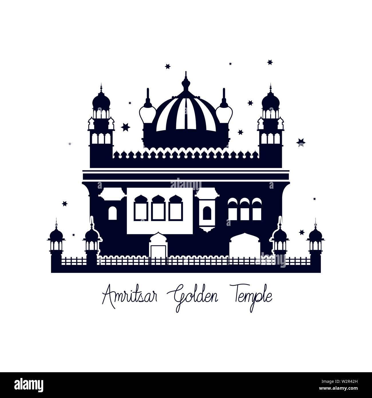 edification of amritsar golden temple and indian independence day vector illustrator Stock Vector