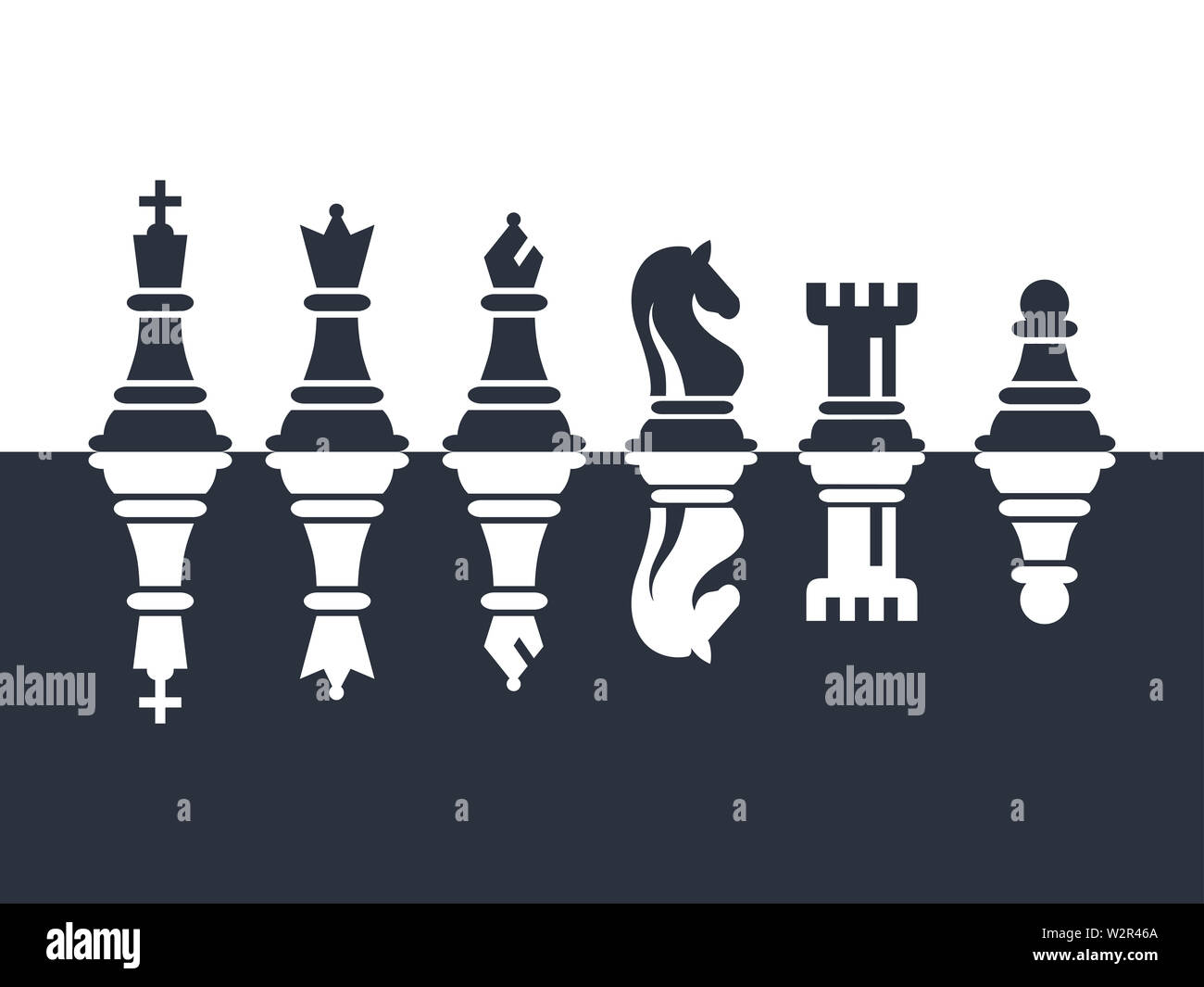 Chess Pieces Set Of Icons In Black And White Vector Illustration