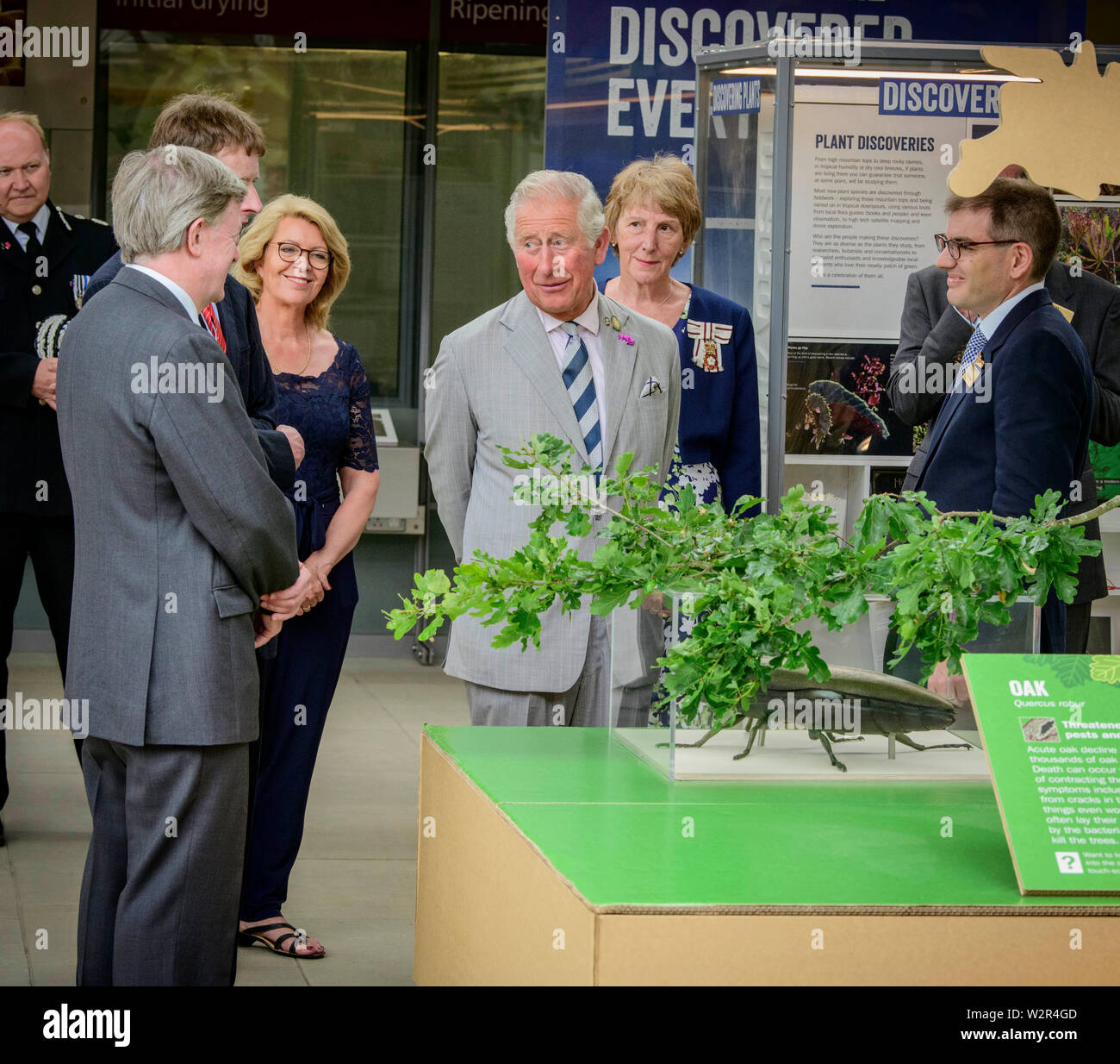 Ardingly, UK. 10th July, 2019. HRH Prince of Wales, Patron of The Royal Botanic Gardens, Kew, visited the Millennium Seed Bank at Wakehurst Ardingly, in West Sussex today. Nearly twenty years after he opened it. He also toured some of the gardens before visiting Wakehurst's Coronation Meadow. Picture by Credit: Jim Holden/Alamy Live News Stock Photo