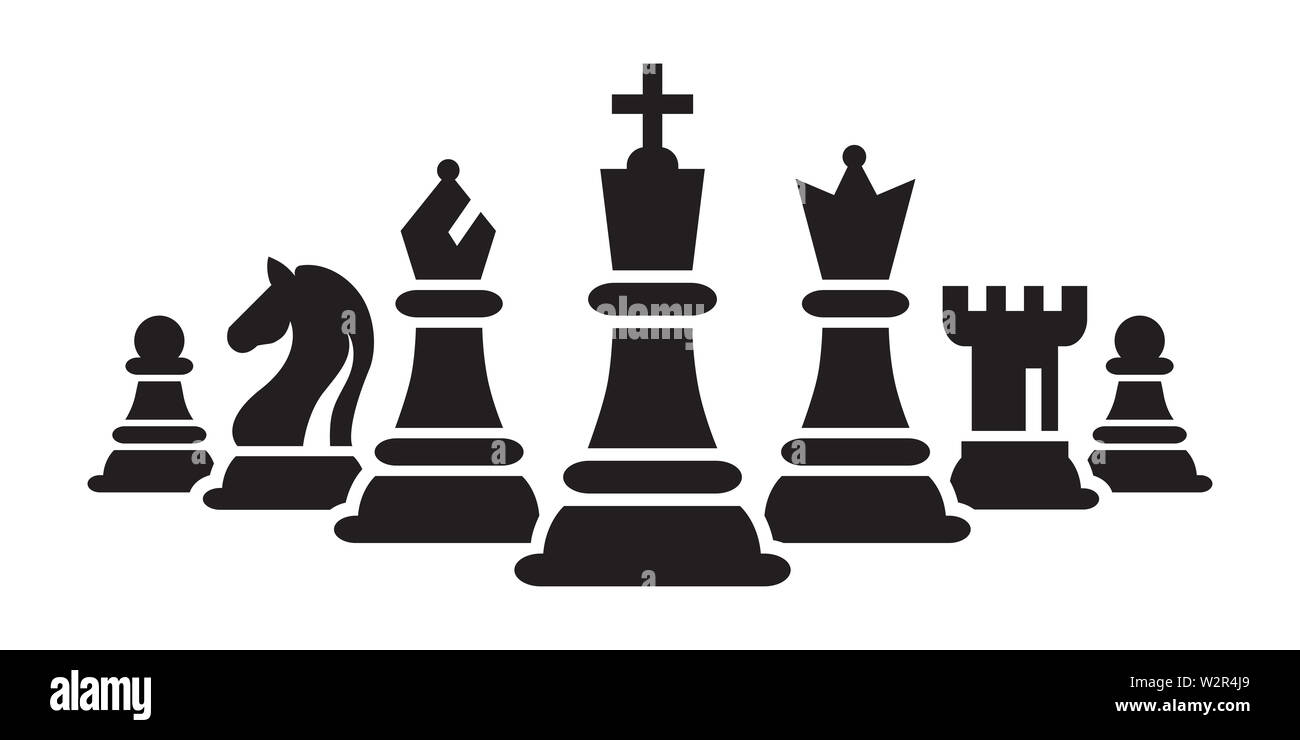 Chess Figures Pieces Team Vector Illustration Silhouettes Of