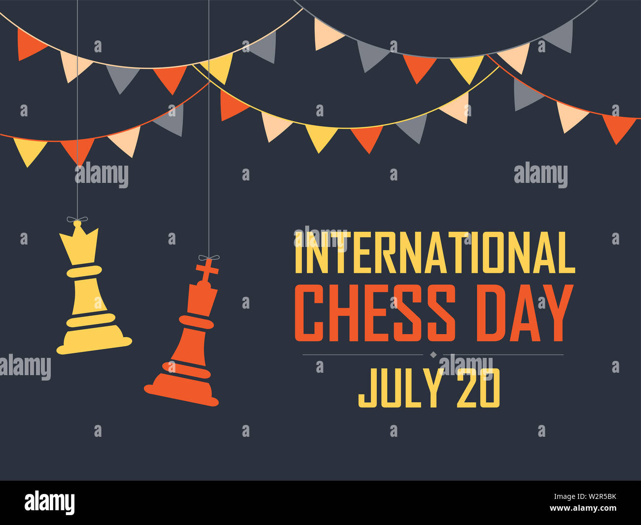 International Chess Day Vector Illustration on Dark Background. Chess