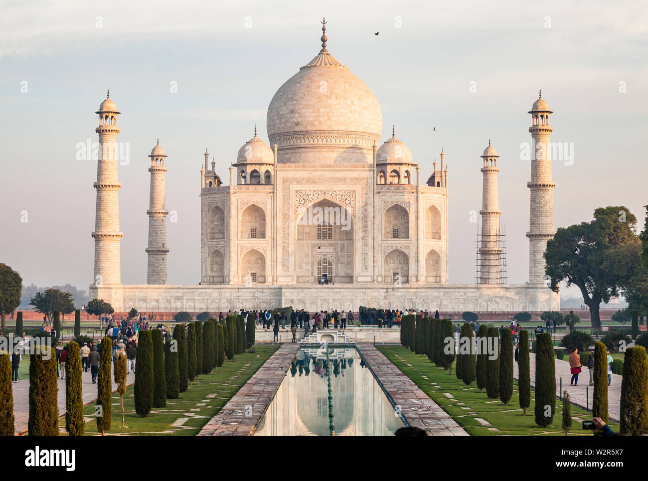 The Taj Mahal and reflecting pool, Agra, Uttar Pradesh,  India. Stock Photo