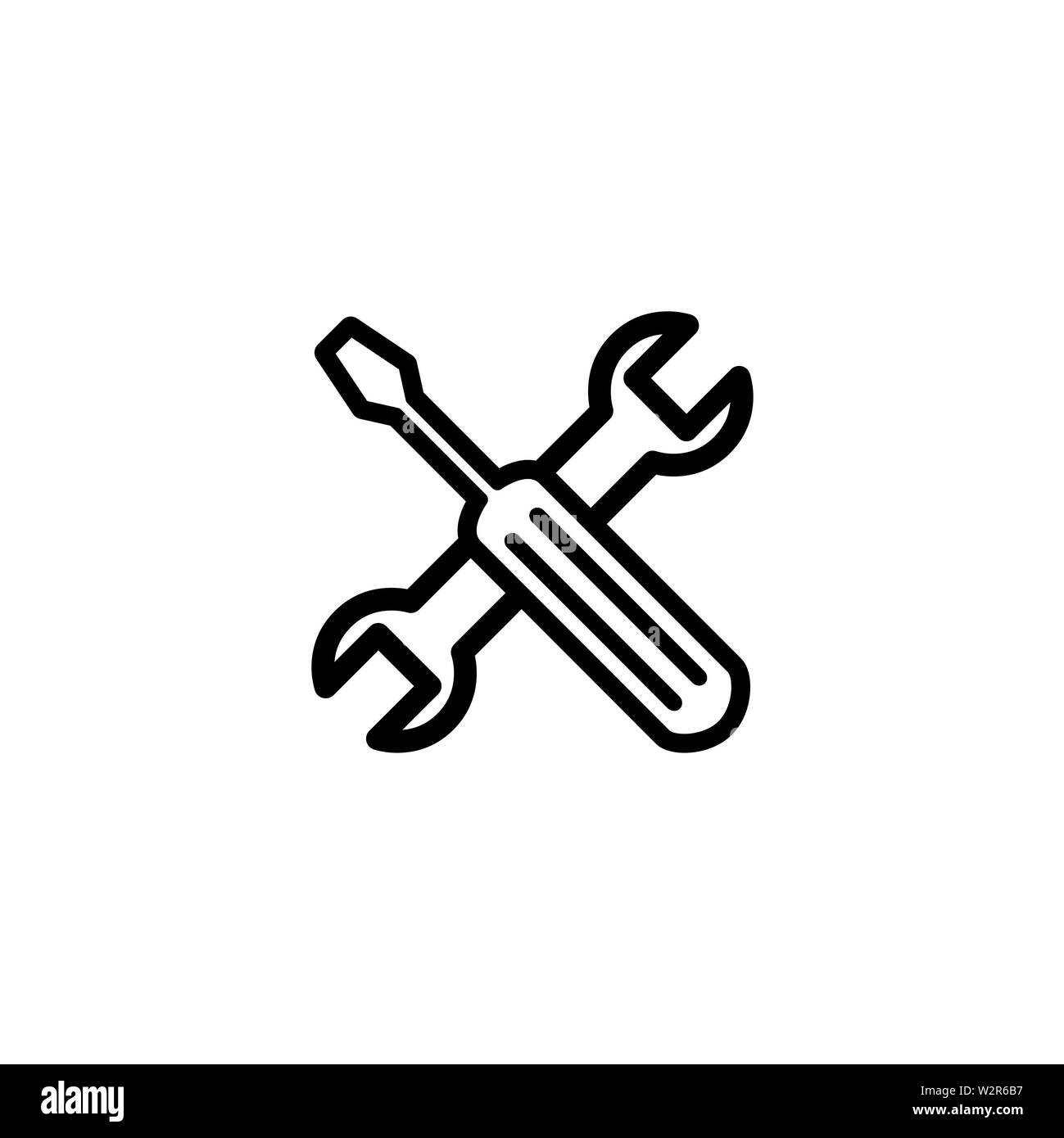 Screwdriver And Wrench Line Icon In Flat Style For App, UI, Websites ...