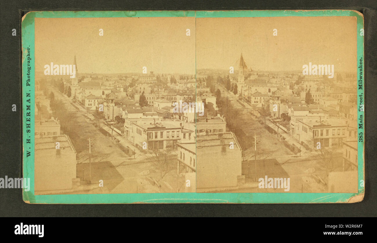Bird's eye view, looking North from Insurance building, by W H Sherman