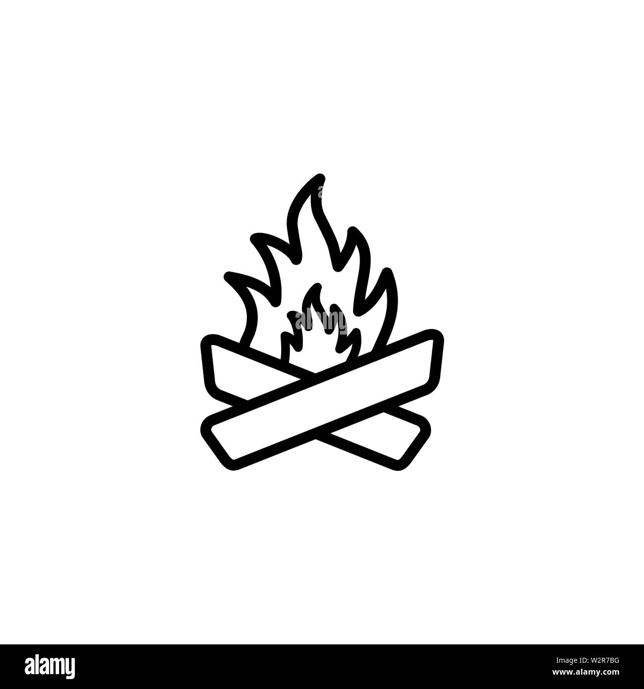 Camp Fire Line Icon In Flat Style Vector For Apps, UI, Websites. Black ...