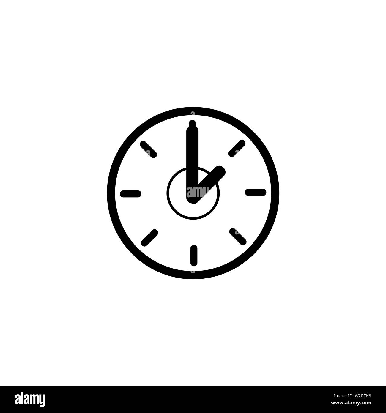 Clock Icon In Flat Style Vector For Apps, UI, sites. Black Icon Vector Illustration Stock
