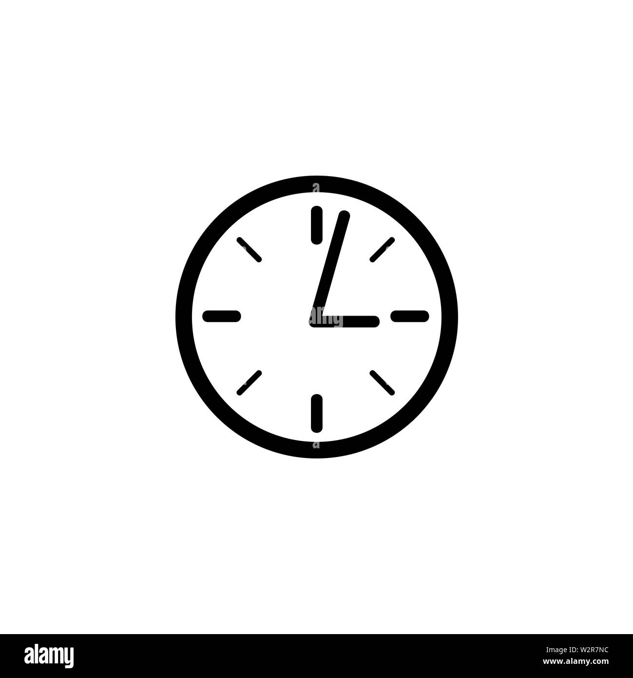 Clock Icon In Flat Style Vector For Apps, UI, sites. Black Icon