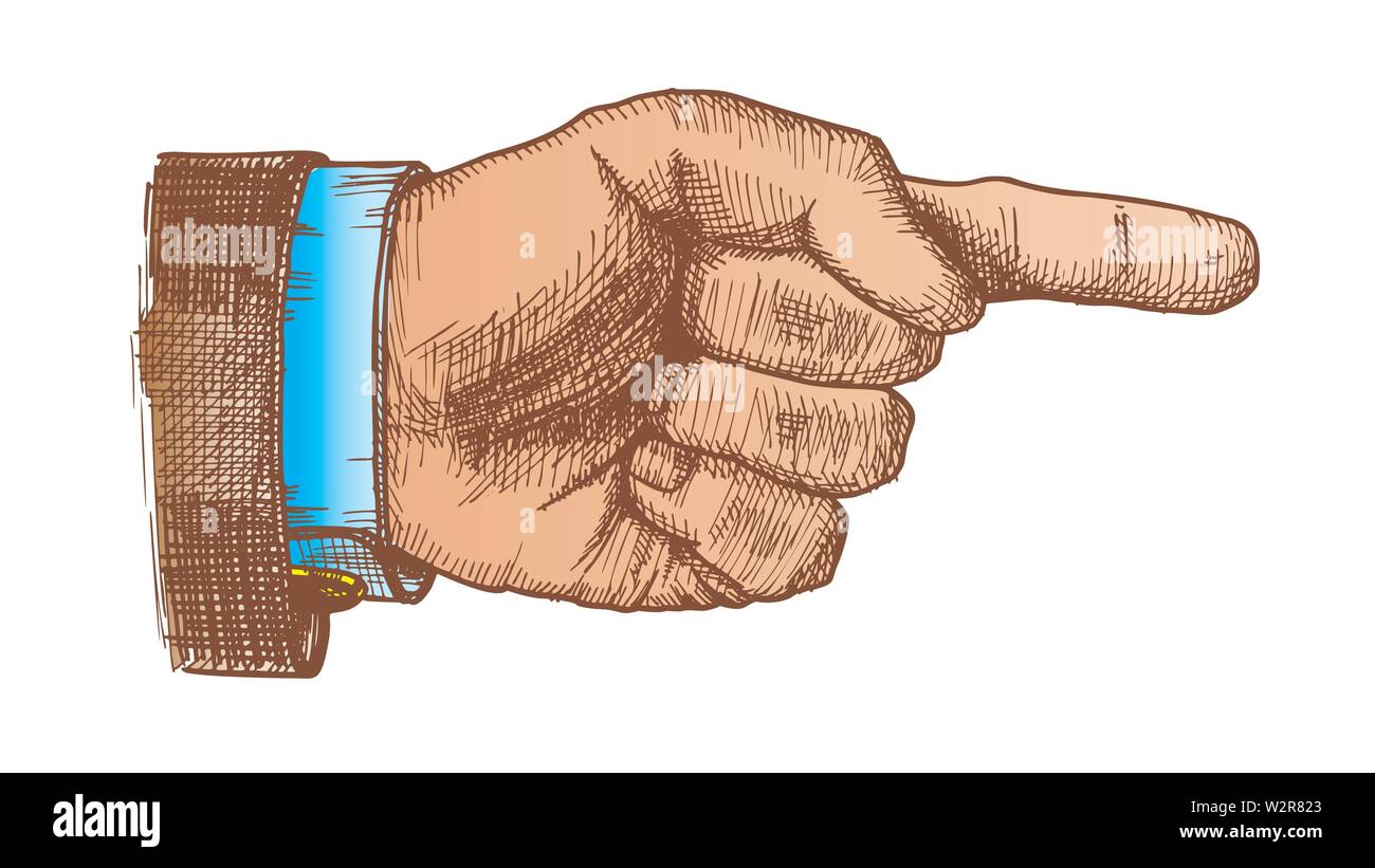 Male Hand Pointer Finger Showing Color Gesture Vector Stock Vector ...