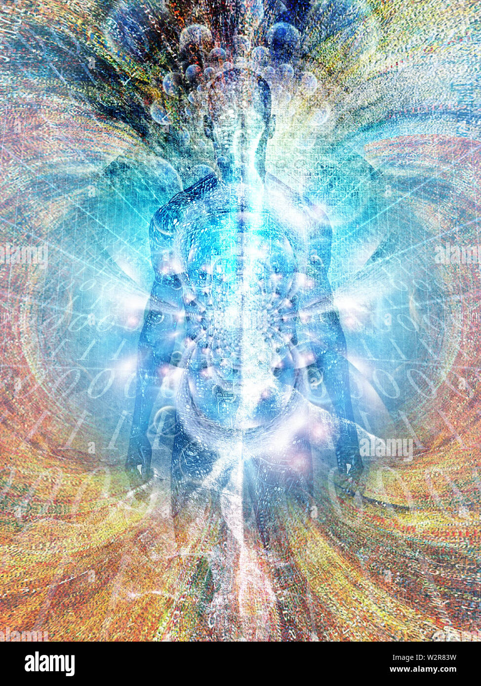 Digitized Soul Spirit Emerges From Binary Code Space Stock Photo Alamy