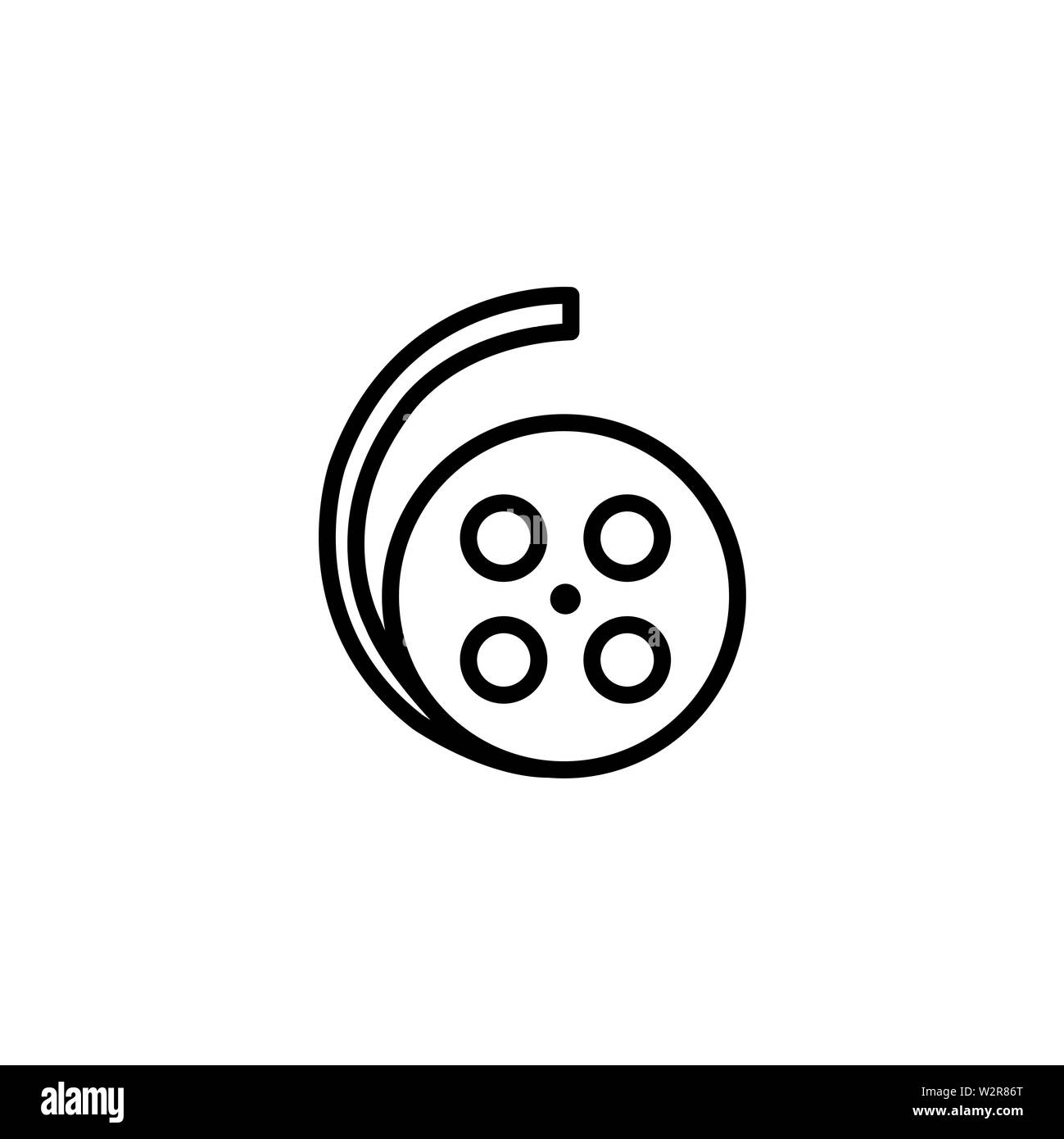 Film Reel Line Icon In Flat Style Vector For App, UI, Websites. Black ...