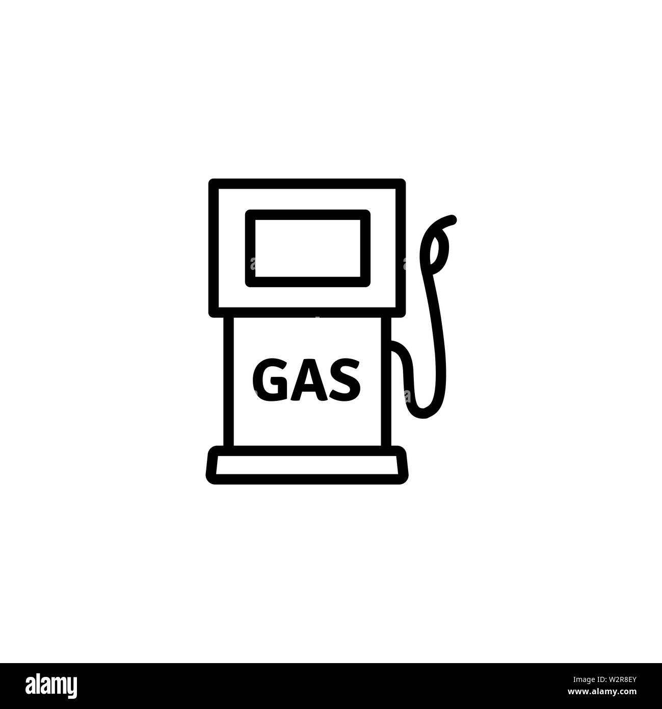 Gas Station Line Icon In Flat Style Vector For App, UI, sites. Black Icon Vector Illustration