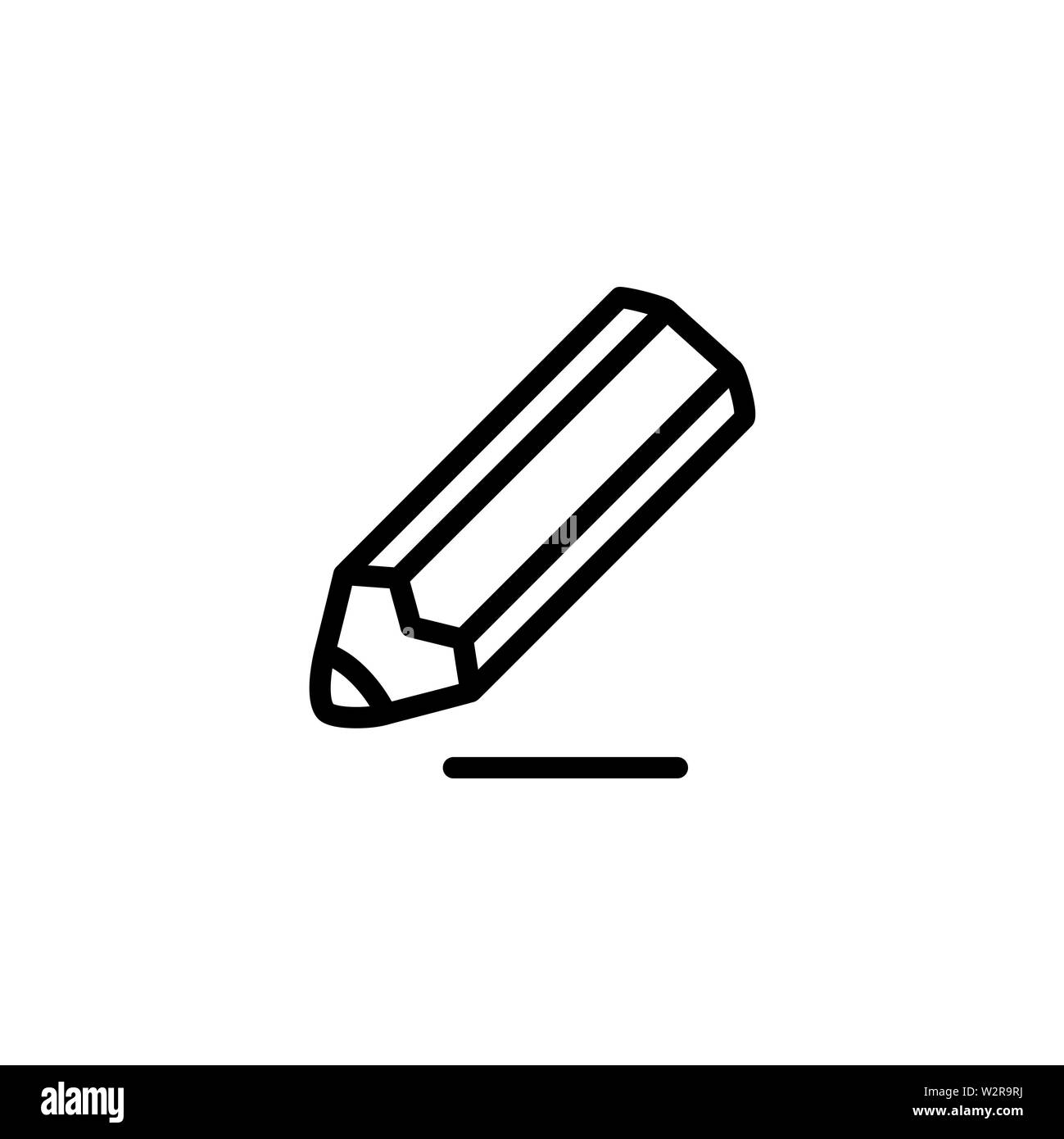 Pencil Line Icon In Flat Style Vector For Apps, UI, Websites. Black ...
