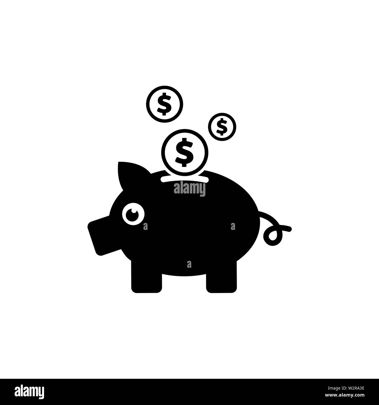 Piggy Bank Icon In Flat Style Vector For Apps, UI, Websites. Black Icon ...