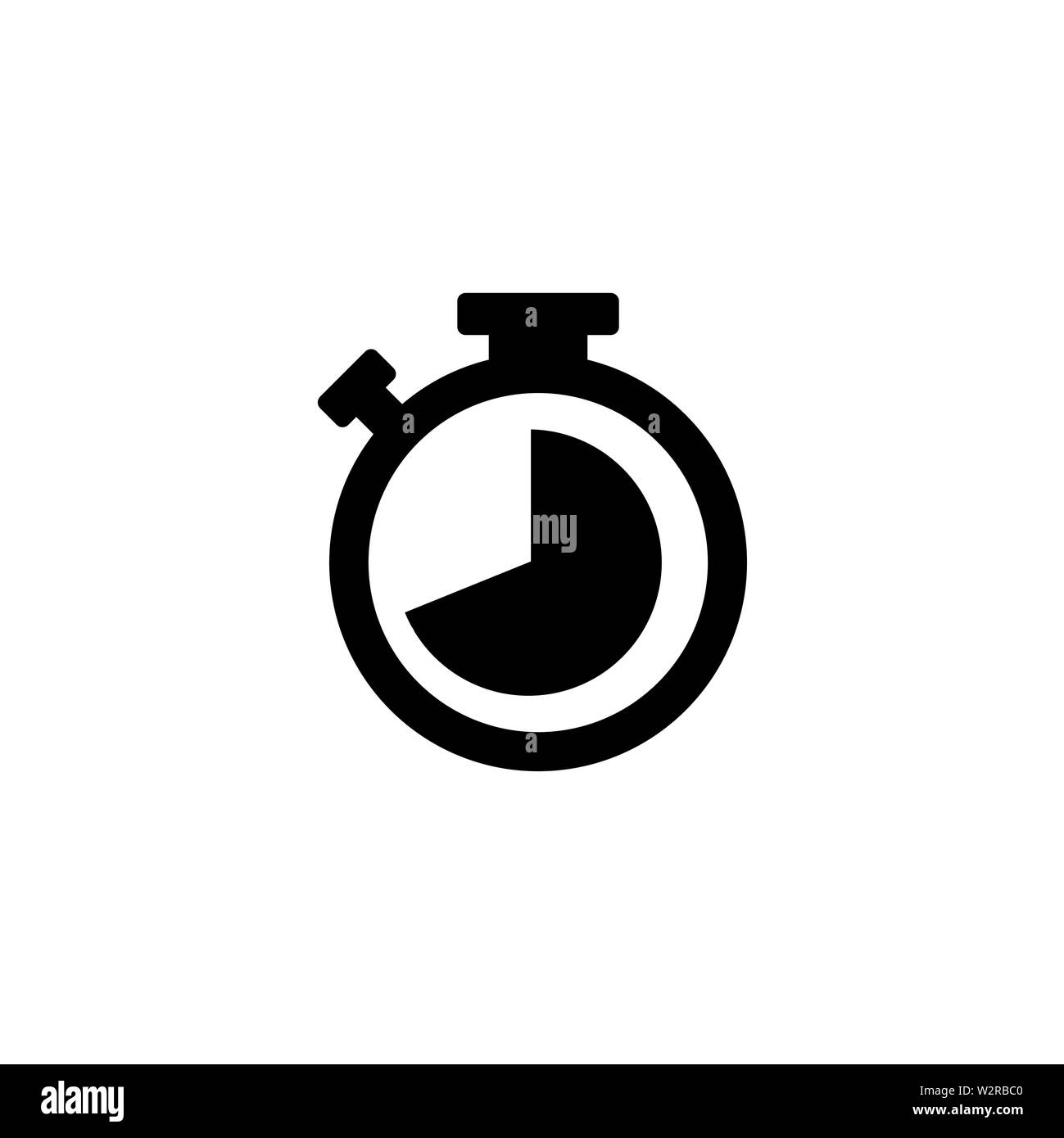 Stopwatch Icon In Flat Style Vector For Apps, UI, sites. Black Icon