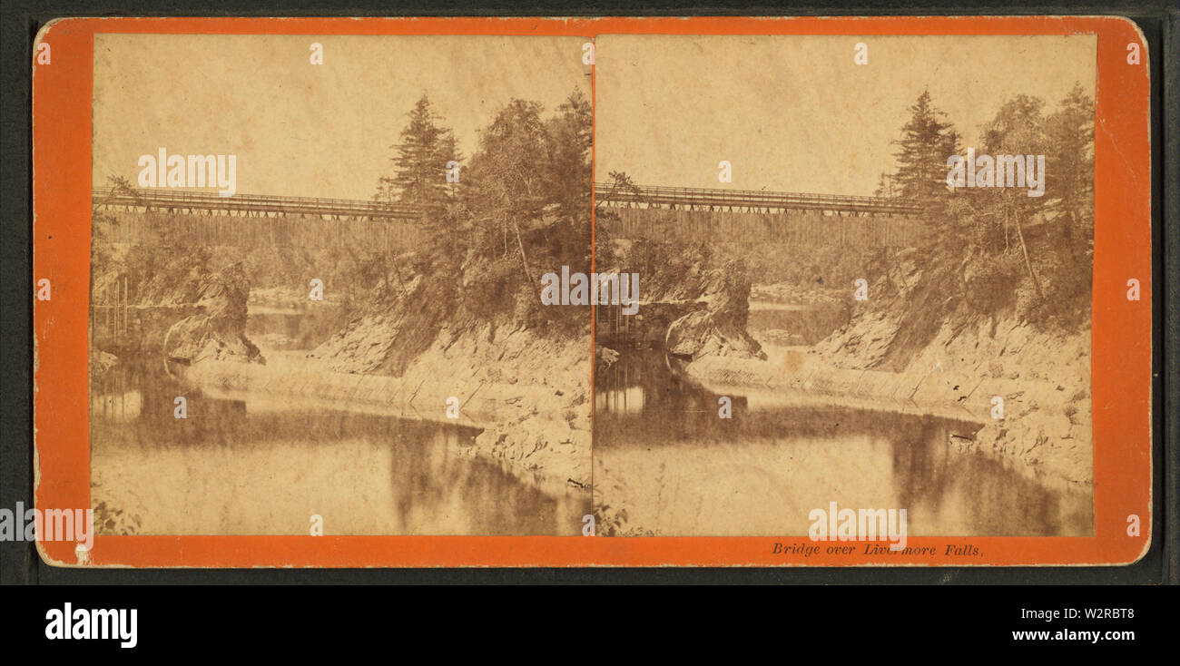 Bridge over Livermore Falls, by E B Hodge Stock Photo Alamy