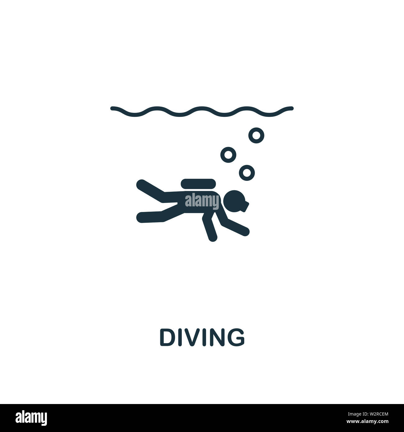 Diving icon. Creative element design from tourism icons collection. Pixel perfect Diving icon for web design, apps, software, print usage Stock Photo