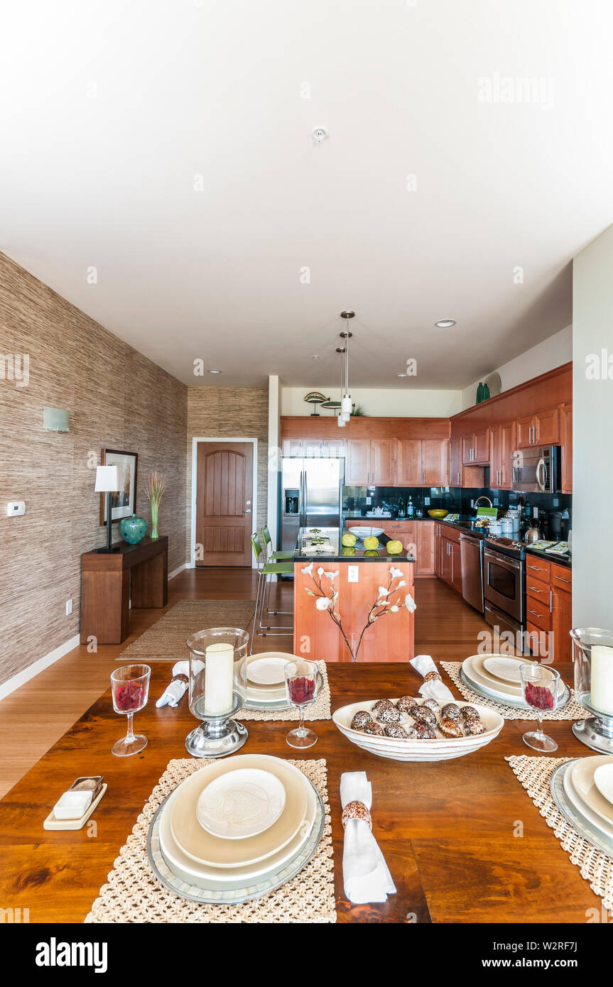 Kitchen And Dining Area In Luxury Apartment photo