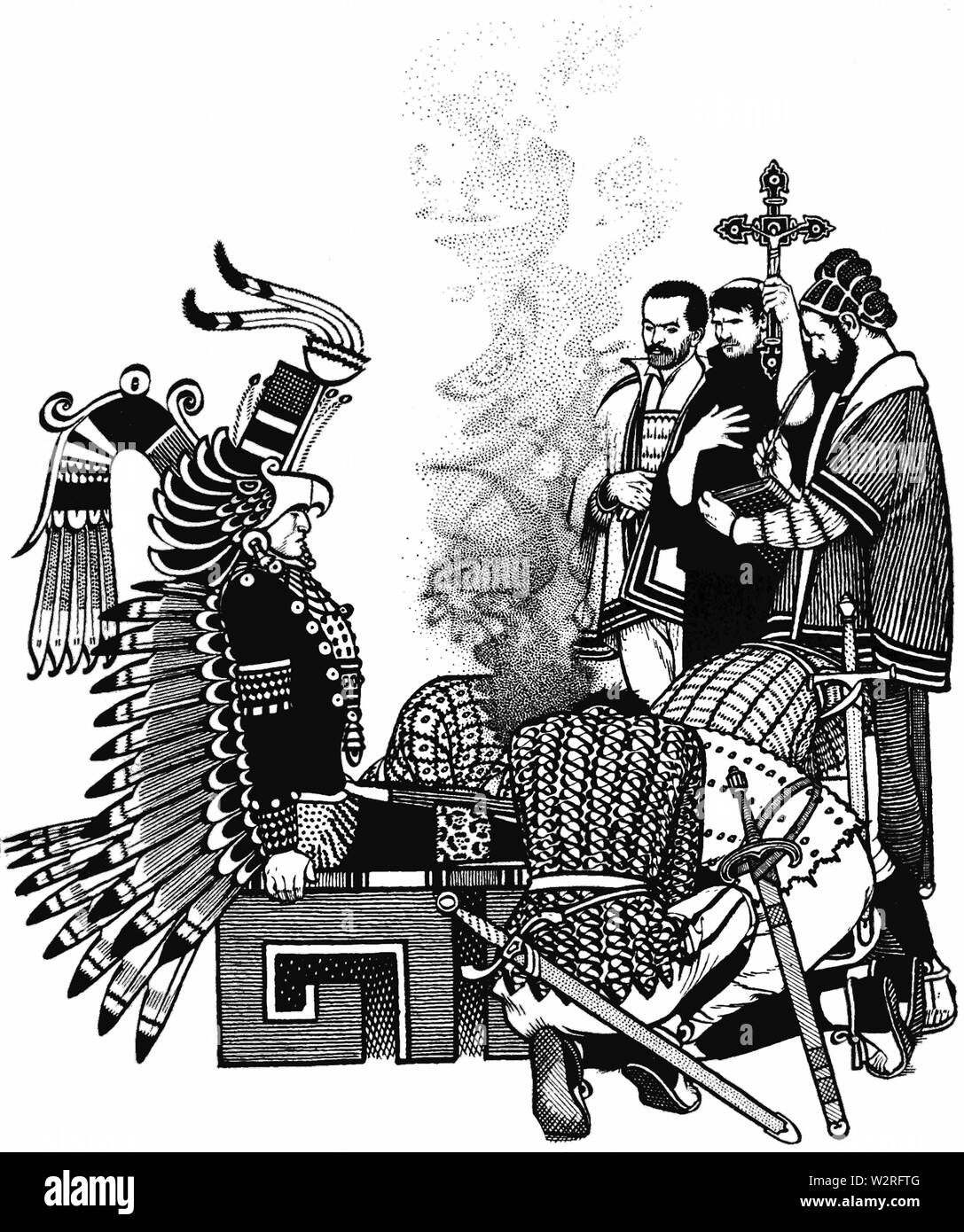 COM V2 D323 The torturing of Emperor Guatemozin Stock Photo