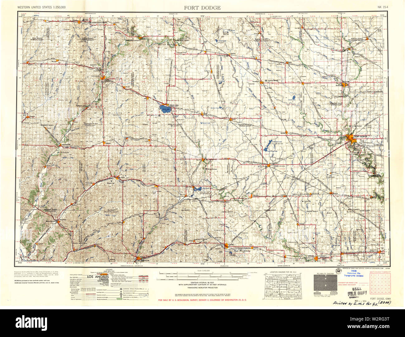 USGS TOPO Maps Iowa IA Fort Dodge 174681 1958 250000 Restoration Stock Photo