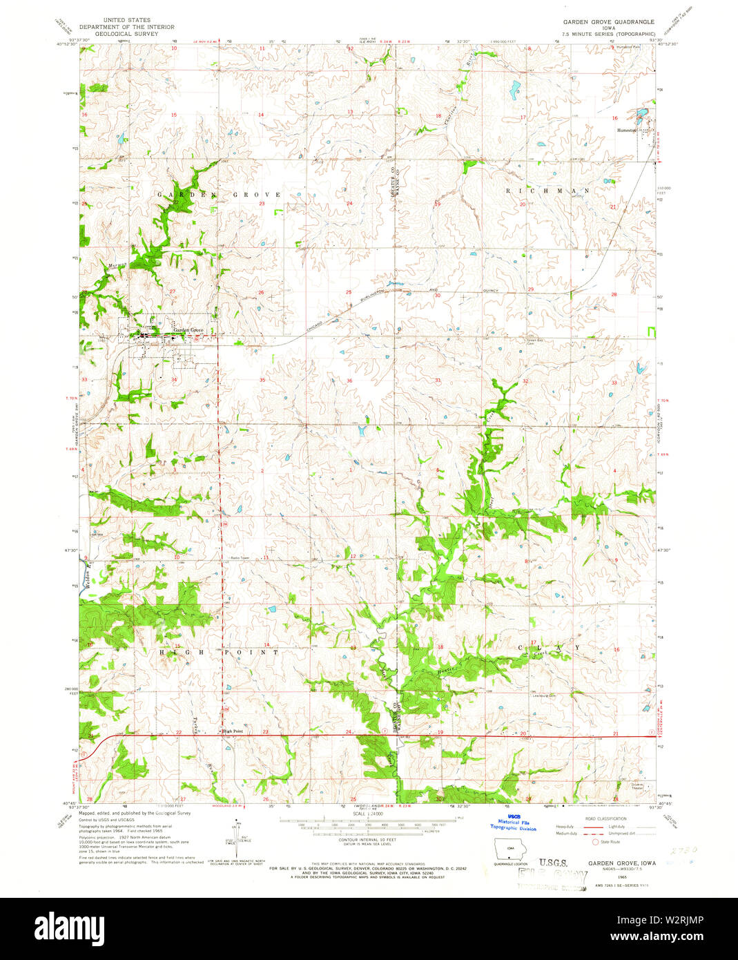 Usgs Topo Maps Iowa Ia Garden Grove 174702 1965 24000 Restoration