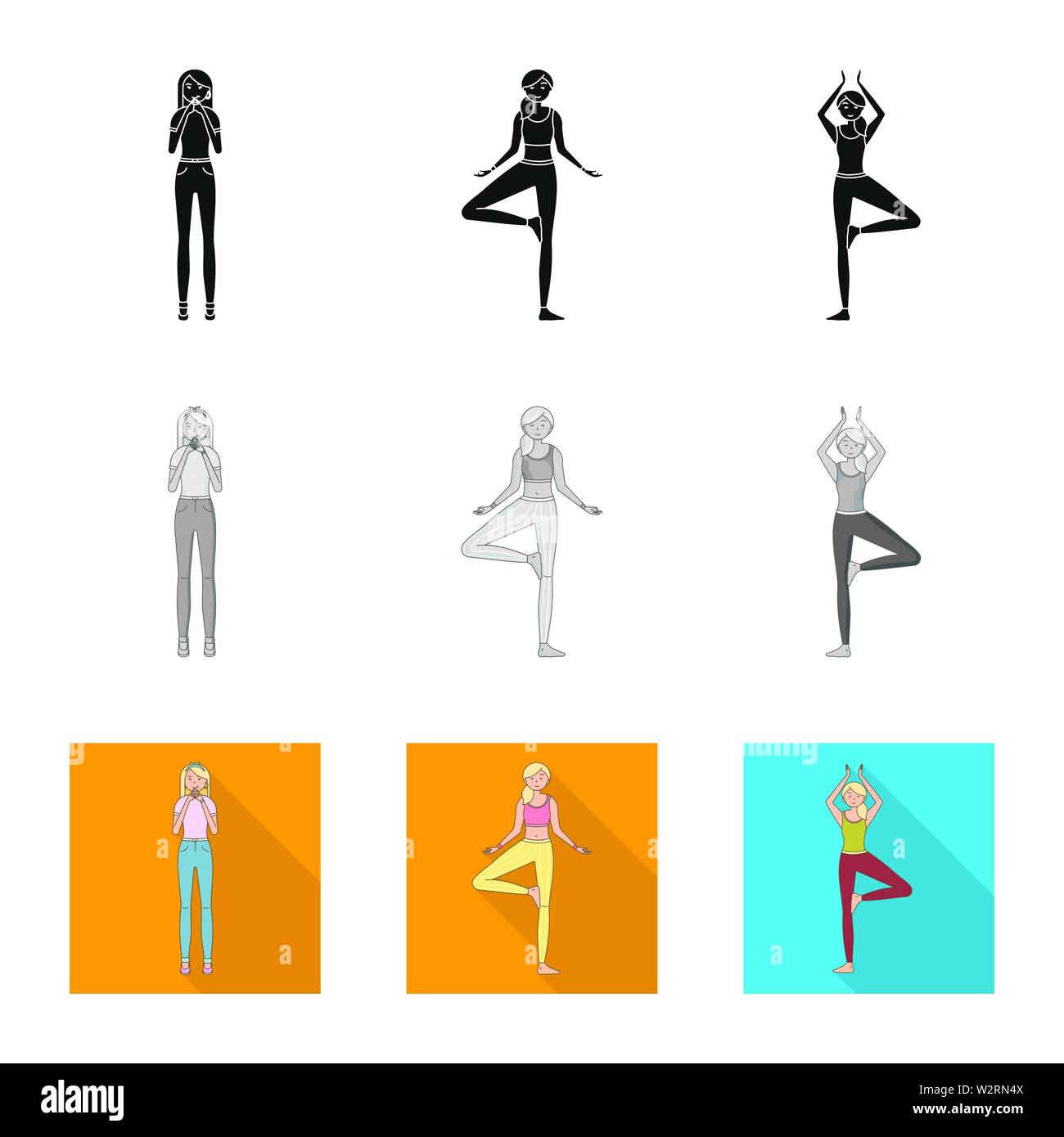 Vector design of posture and mood logo. Collection of posture and female vector icon for stock. Stock Vector