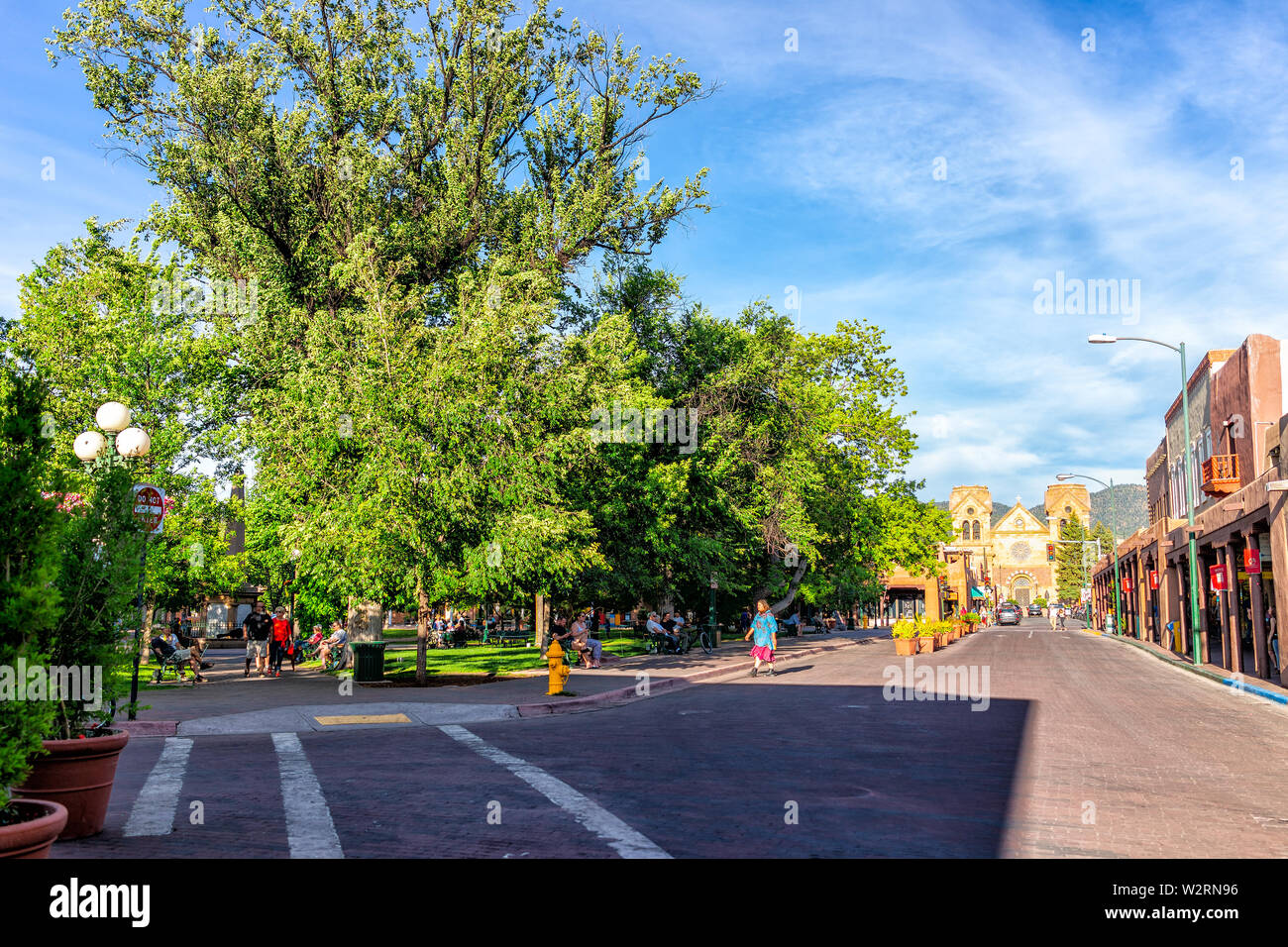 Old Town Santa Fe >> Santa Fe Usa June 14 2019 Old Town Street And Plaza Park In Old Town Santa Fe >> Santa Fe Usa June 14 2019 Old Town Street And Plaza Park In