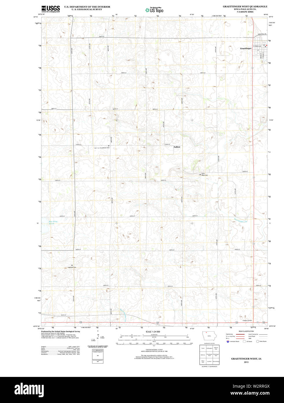 USGS TOPO Maps Iowa IA Graettinger West 20130418 TM Restoration Stock Photo Alamy