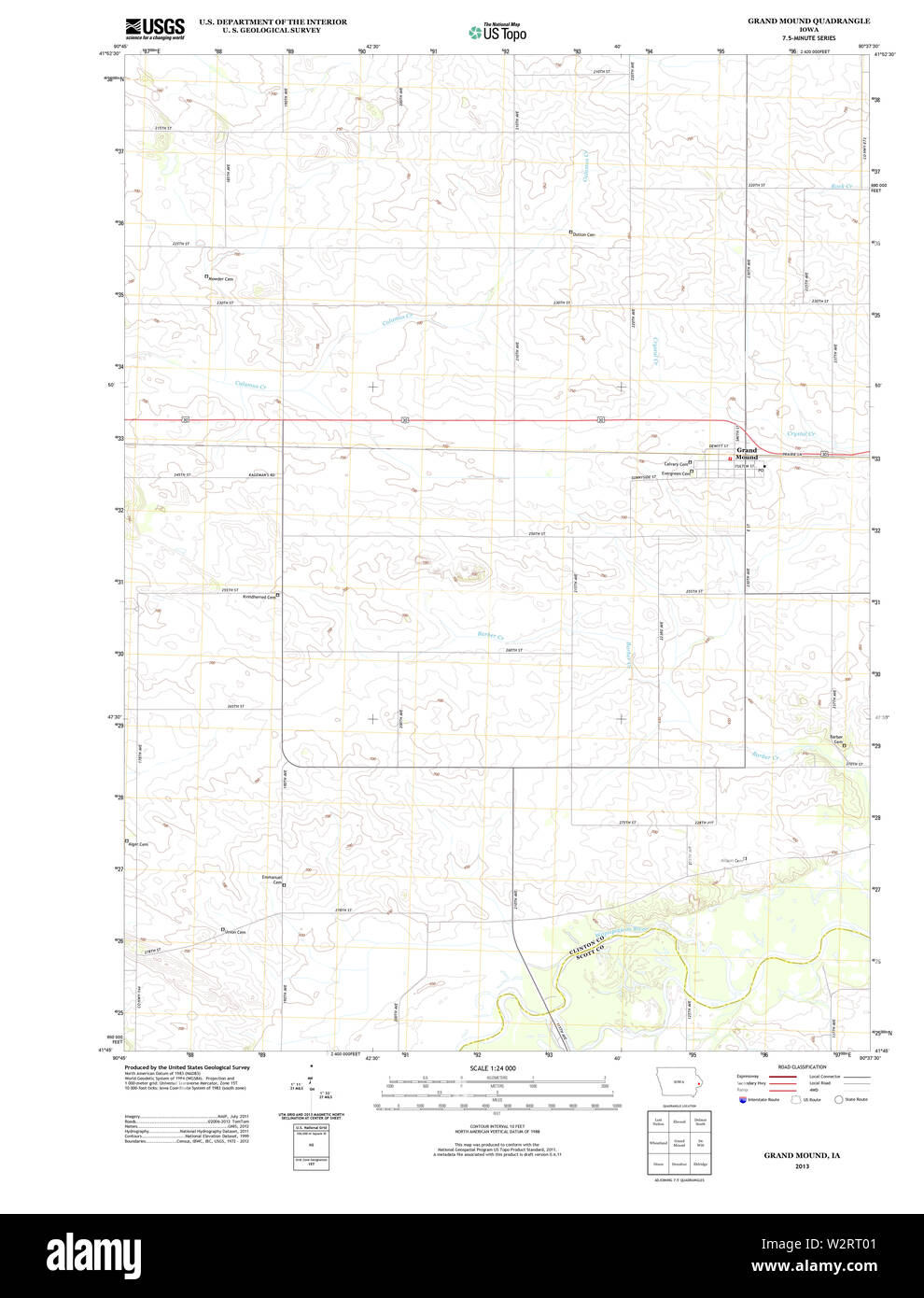 USGS TOPO Maps Iowa IA Grand Mound 20130403 TM Restoration Stock Photo