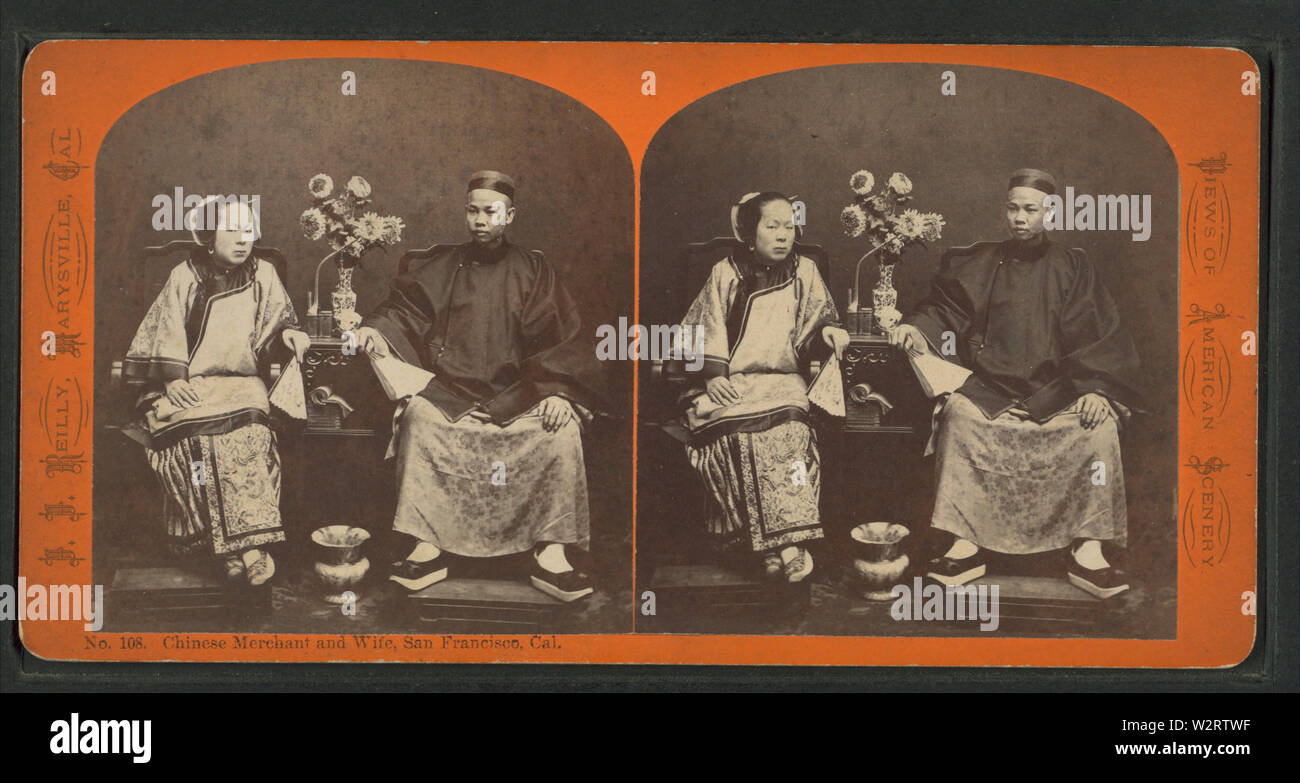 Chinese merchant and wife, San Francisco, from Robert N Dennis ...