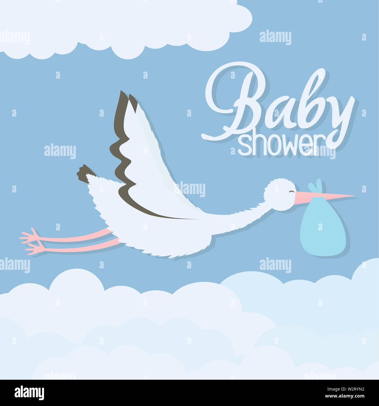 stork bird flying with bag vector illustration design Stock Vector ...