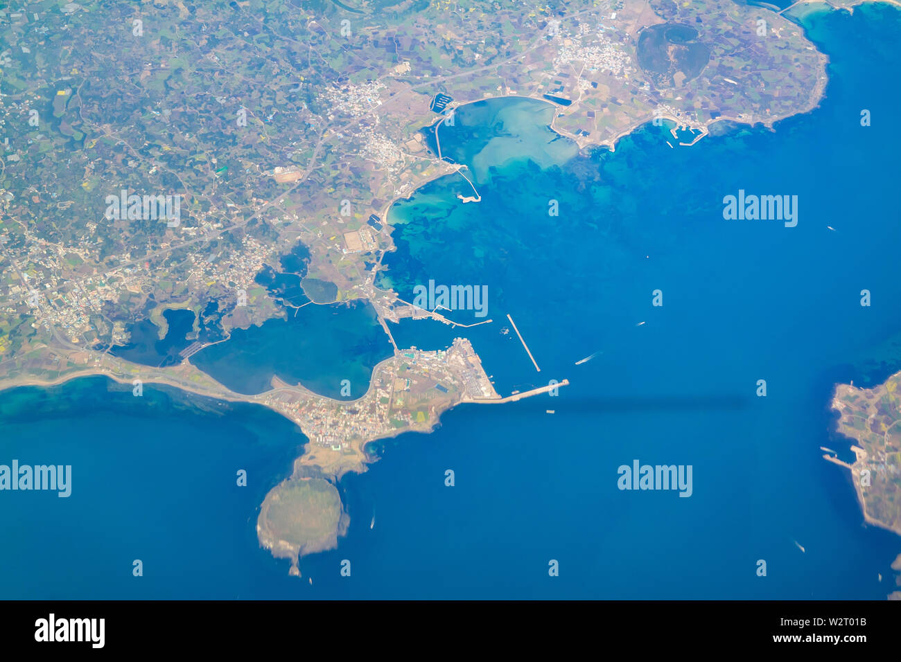 Aerial view of the beautiful Jeju Province at South Korea Stock Photo