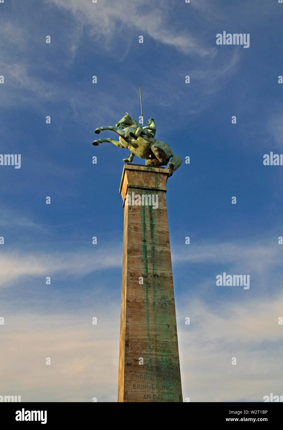 dusseldorf, nrw / germany - december 29, 2012: the lancer monument ( ulanendenkmal ) of 1929 at the embankment of river rhine at joseph-beuys-ufer Stock Photo