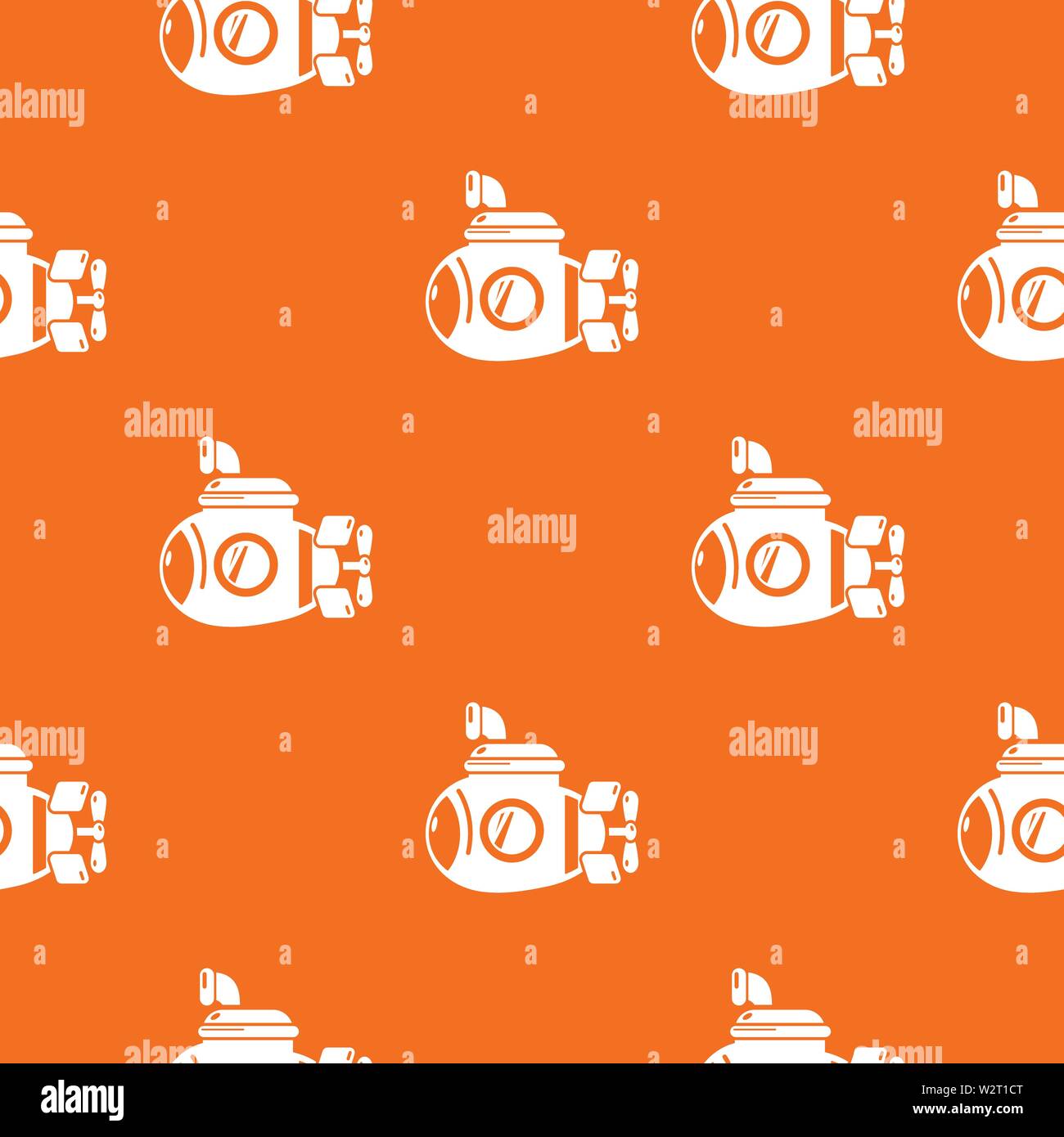 Submarine ocean pattern vector orange Stock Vector
