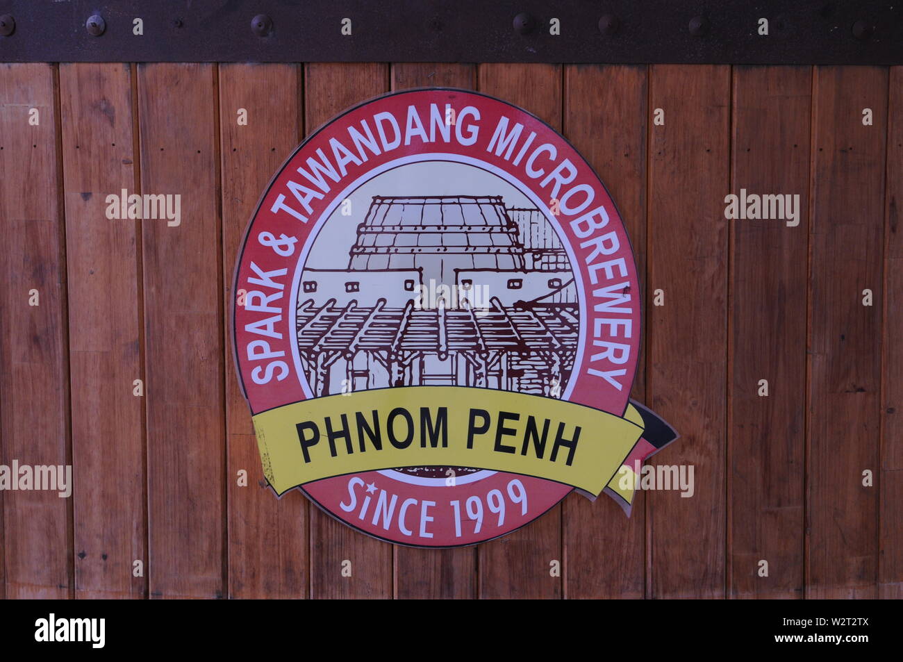 Spark & Tawandang Microbrewery logo, Phnom Penh, Cambodia. credit: Kraig Lieb Stock Photo