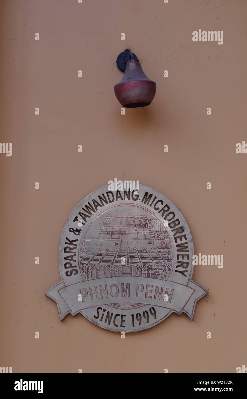 Spark & Tawandang Microbrewery logo, Phnom Penh, Cambodia. credit: Kraig Lie Stock Photo
