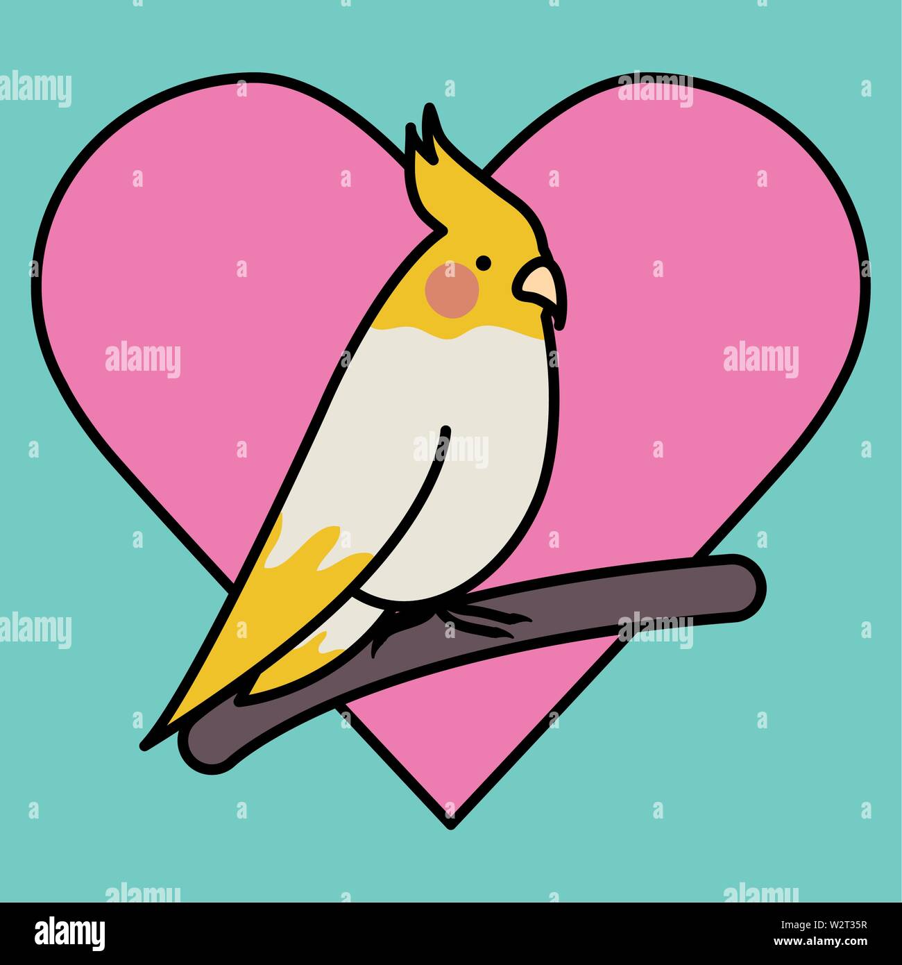 cute little bird adorable mascot with heart vector illustration design ...