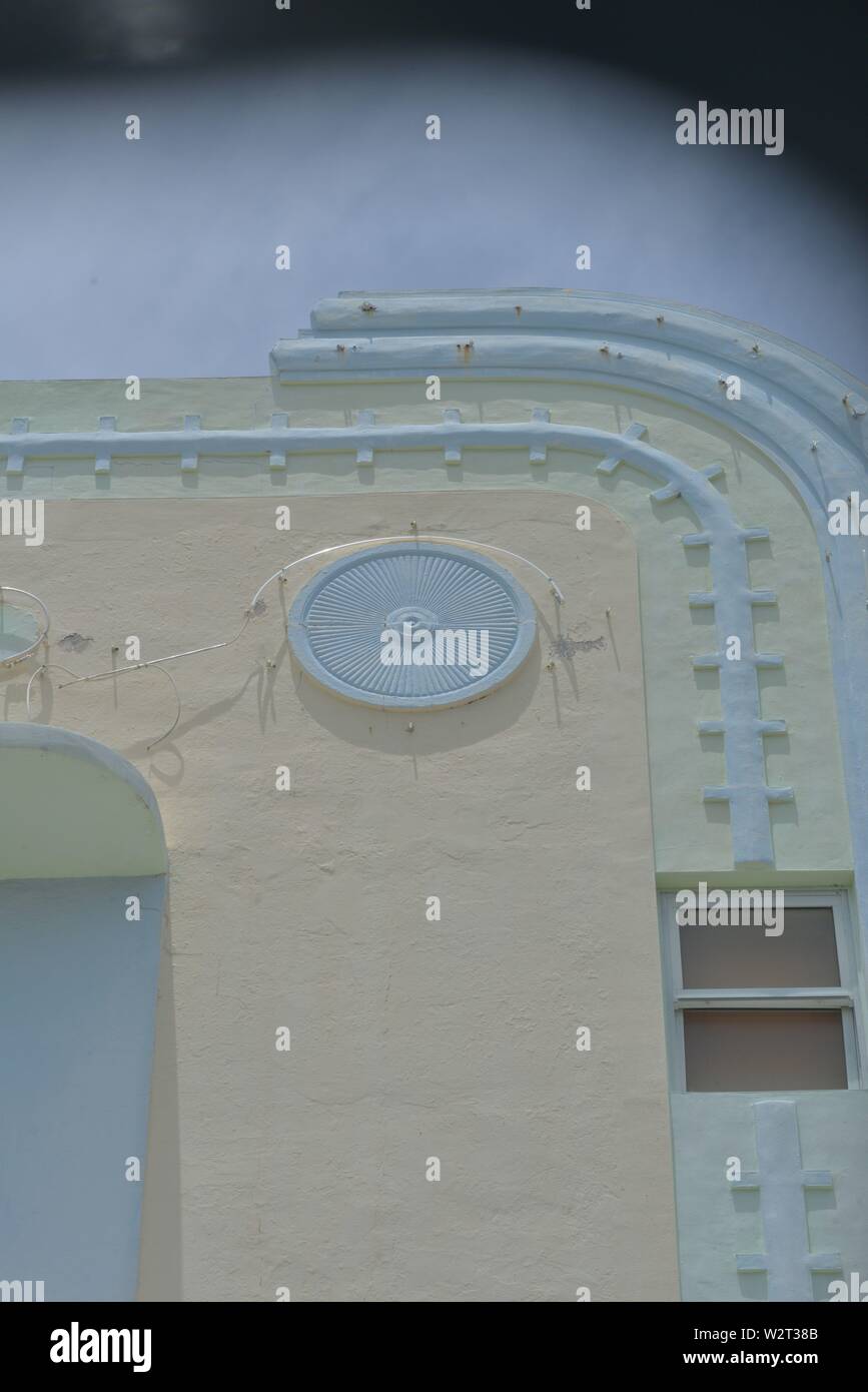 Famous preserved art deco buildings in South Beach Miami, Florida Stock